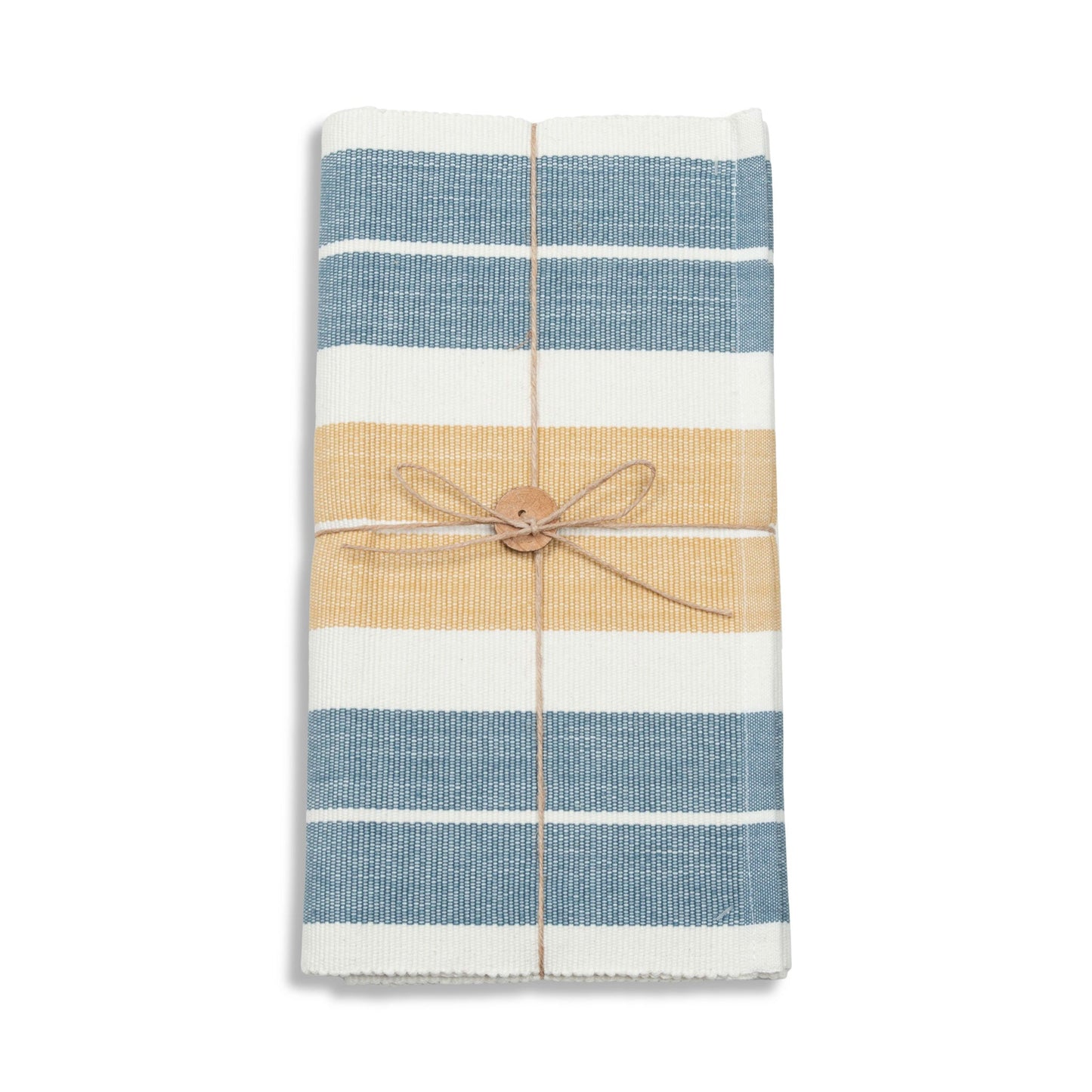 Blue & Tan Stripe Woven Table Runner