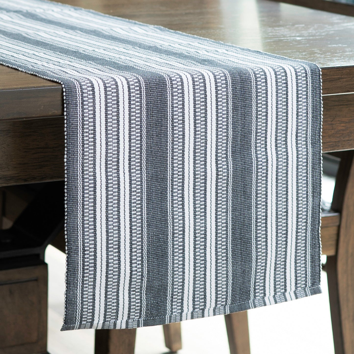 Black Stripe Woven Table Runner