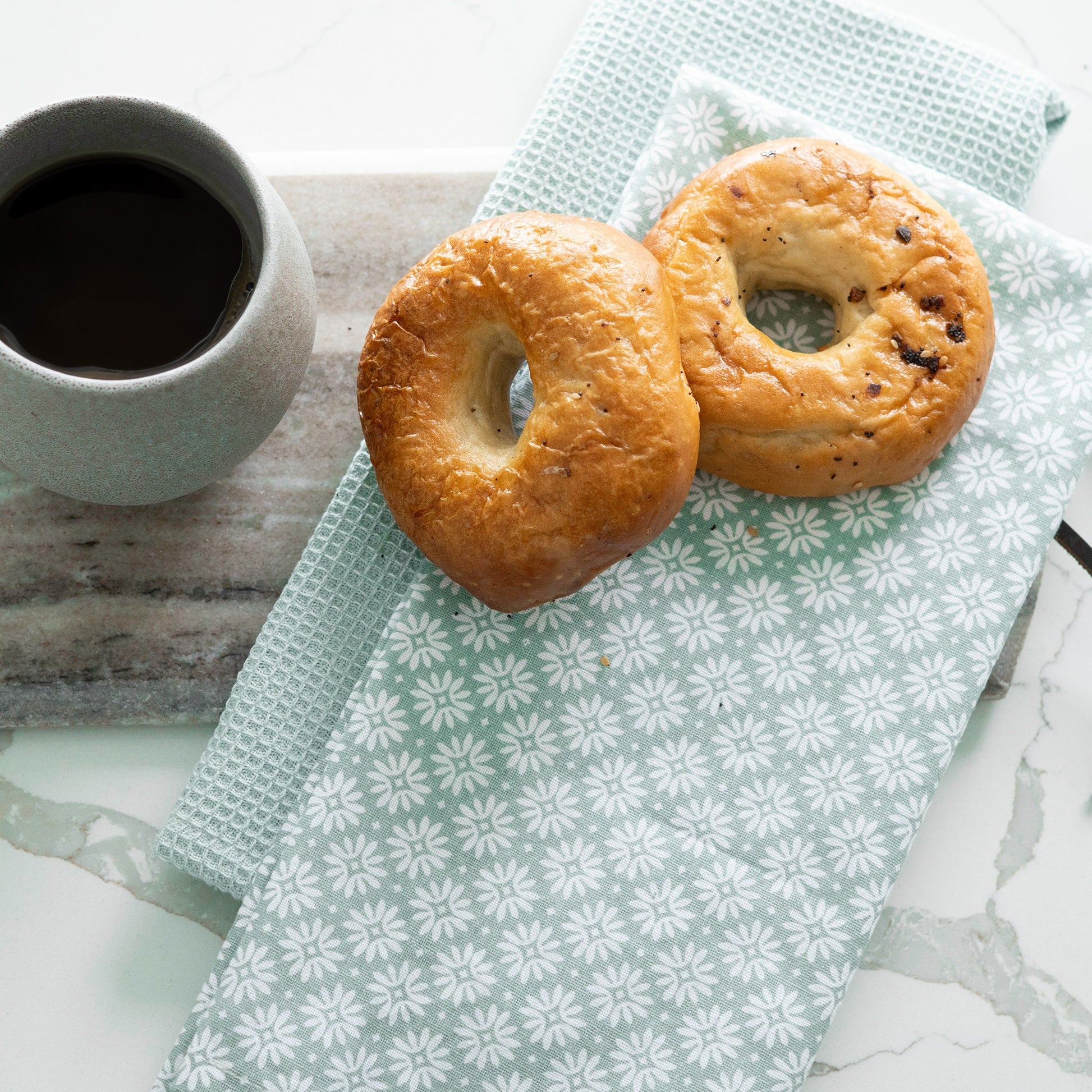 3 Piece Mint Floral Tea Towel Set