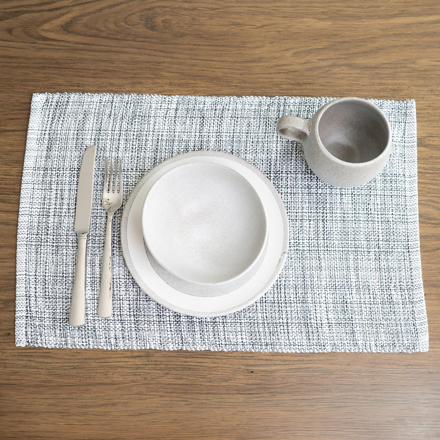 Gray Textured Woven Placemat