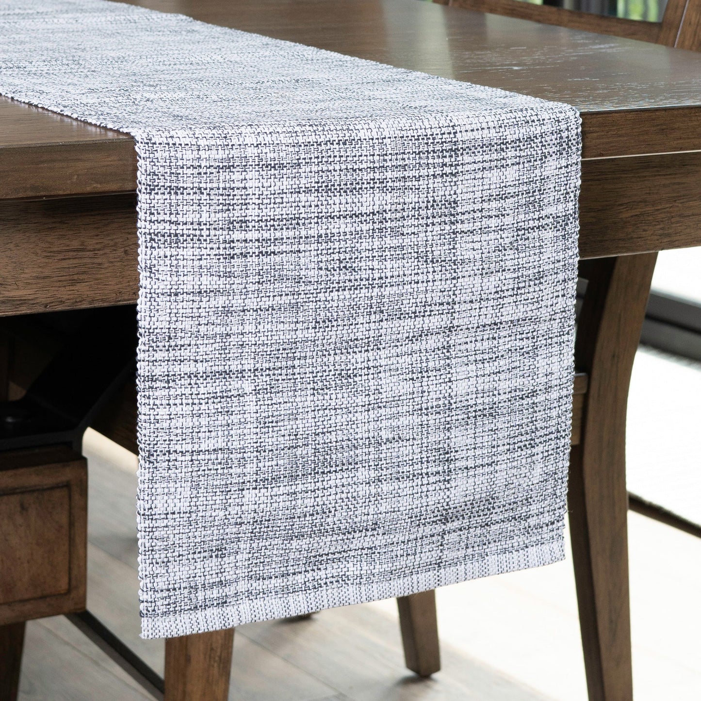 Gray Textured Woven Table Runner