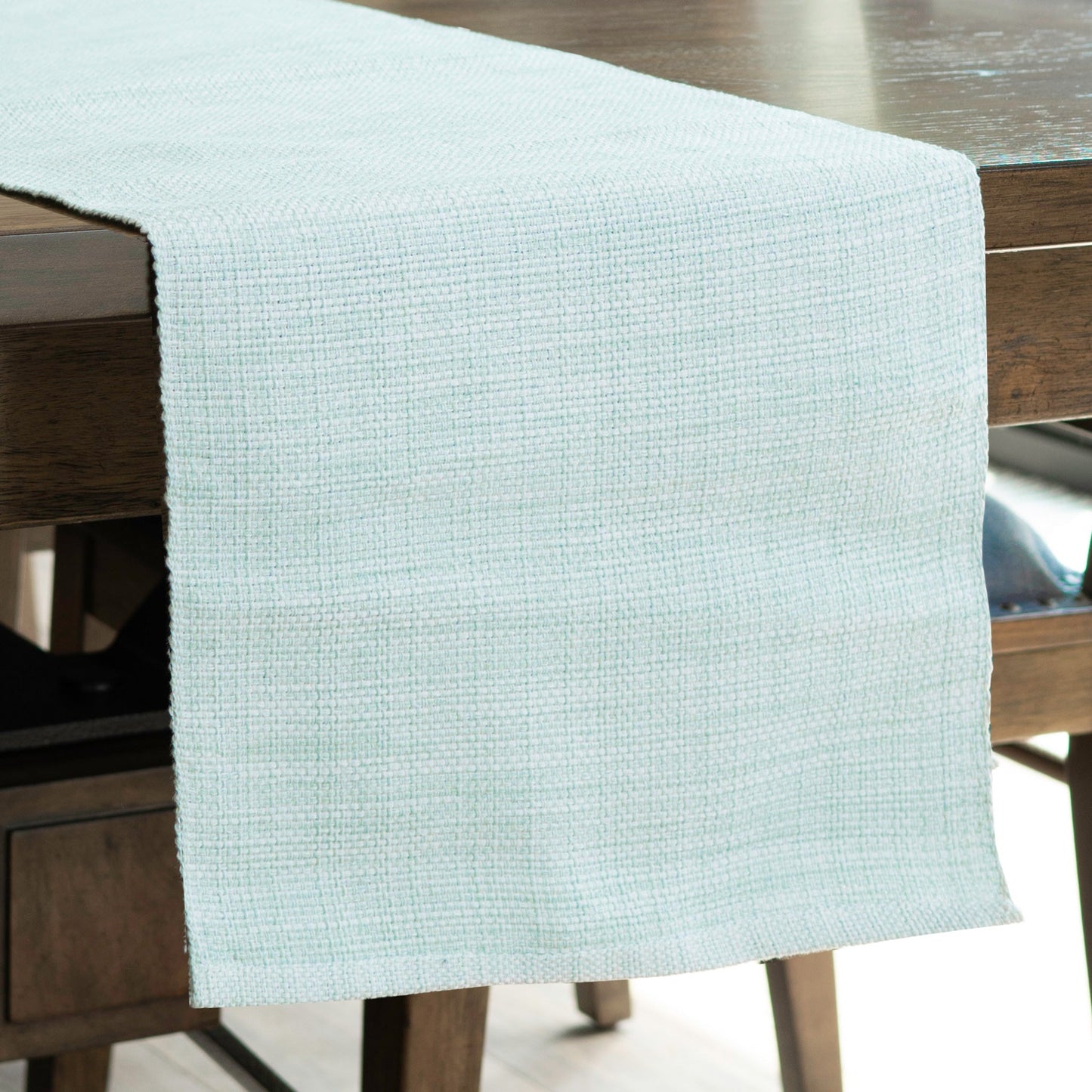 Mint Textured Woven Table Runner