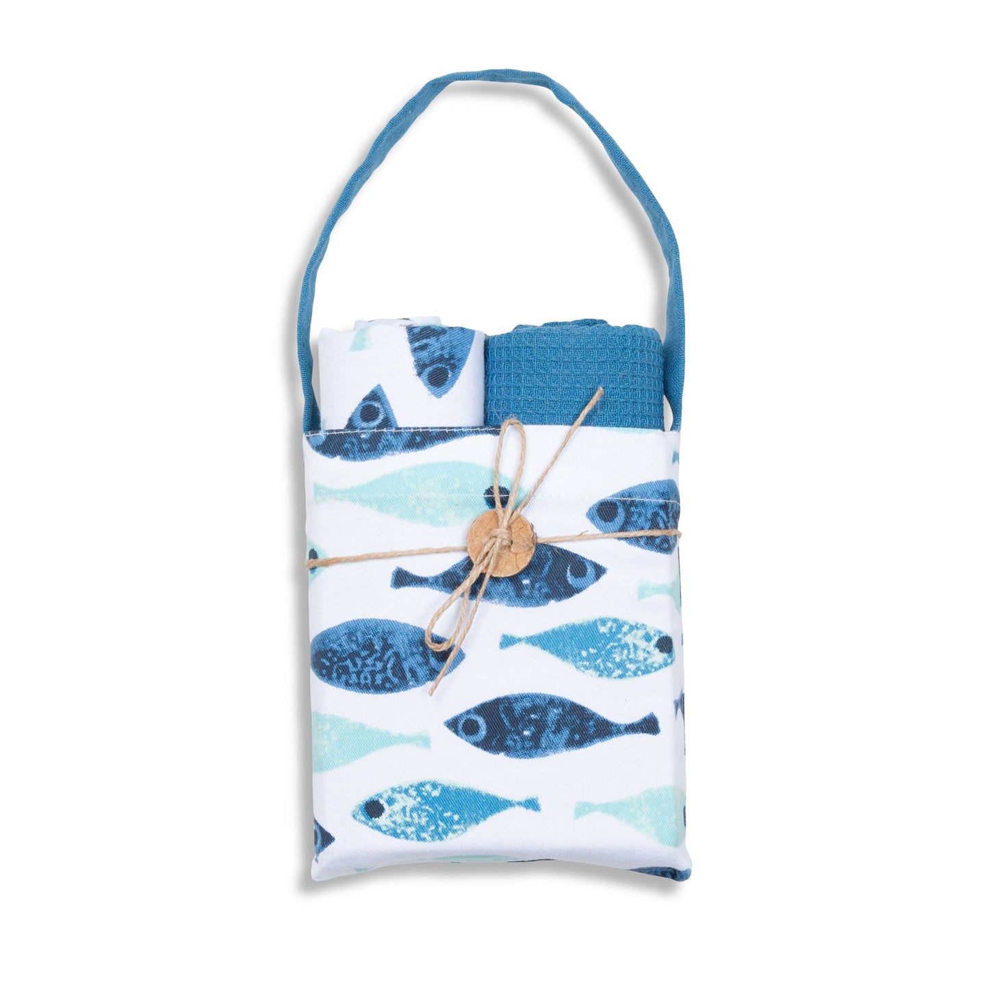 3 Piece Blue Fish Tea Towel Set