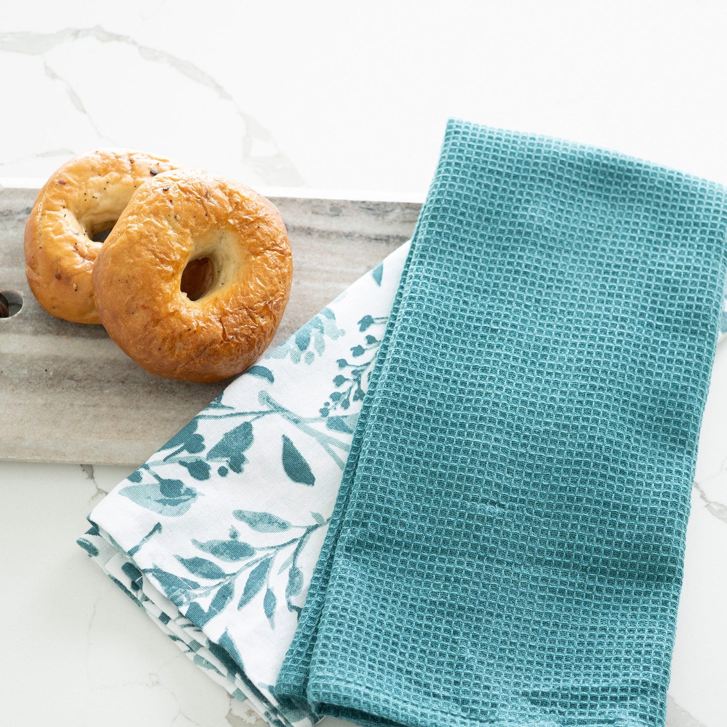 3 Piece Teal Floral Tea Towel Set