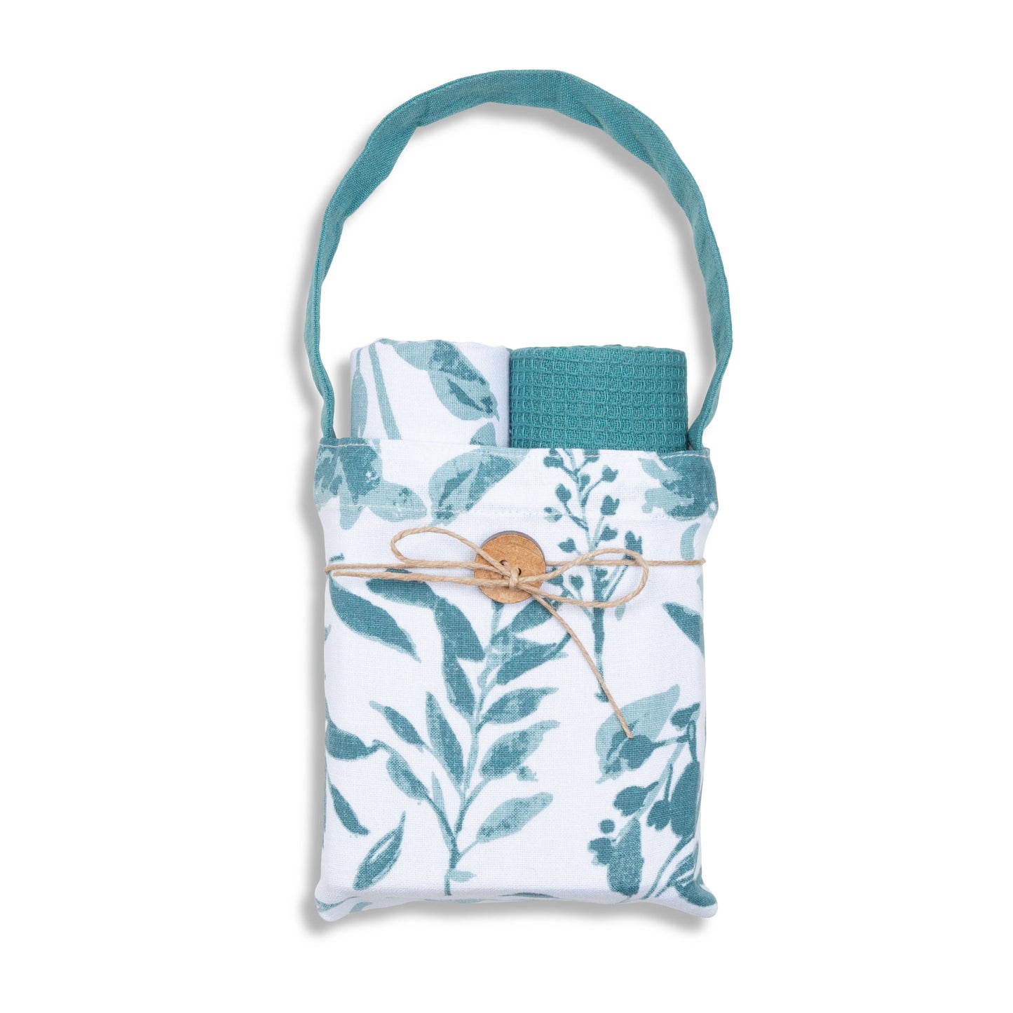 3 Piece Teal Floral Tea Towel Set