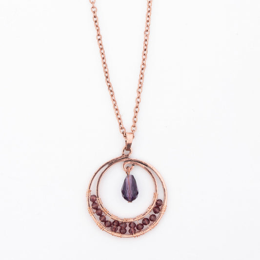 Codi Wire Wrapped Circle Pendant Necklace