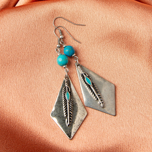 Wild Spirit Turquoise Feather Earrings