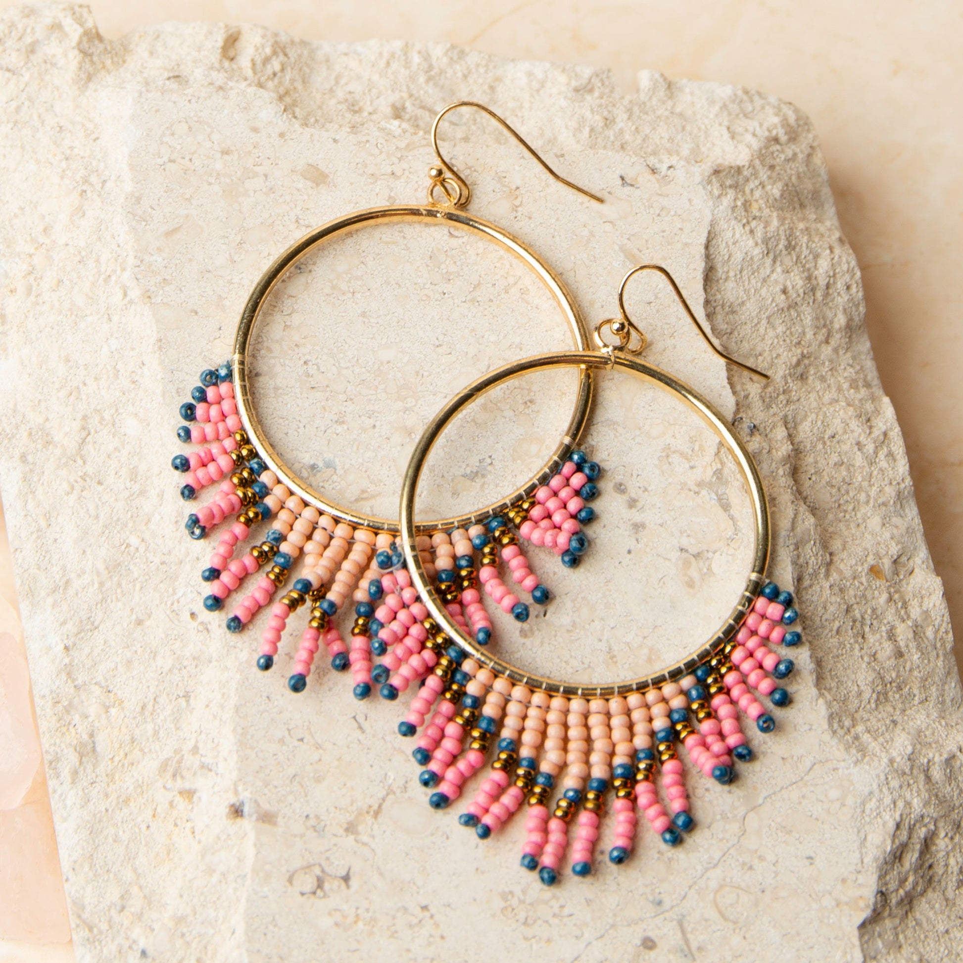 Irie Beaded Chandelier Hoop Drop Earrings