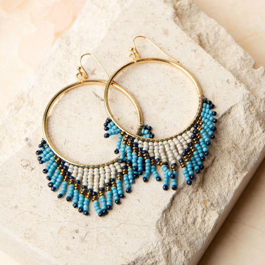 Irie Beaded Chandelier Hoop Drop Earrings