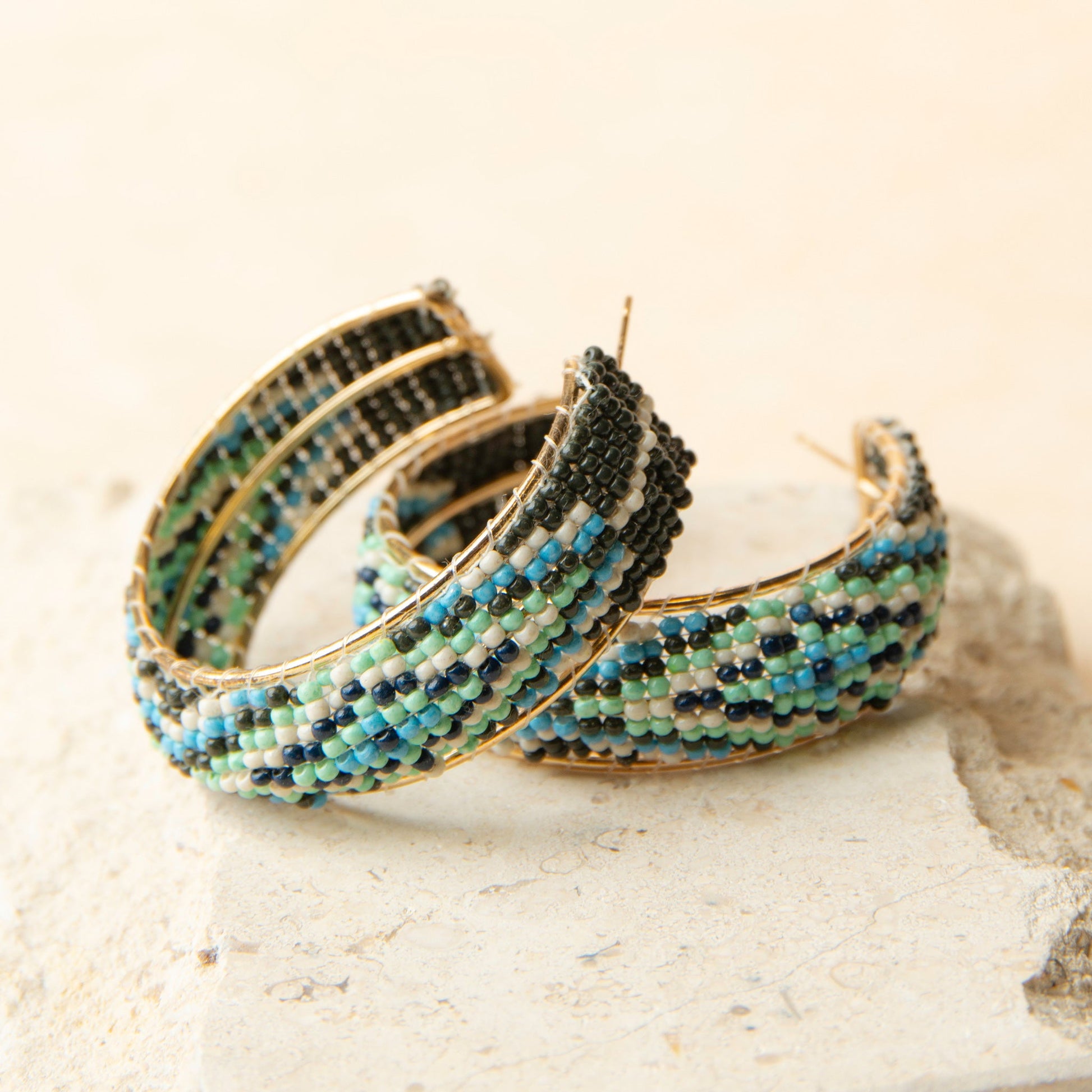 Irie Beaded C Hoop Earrings