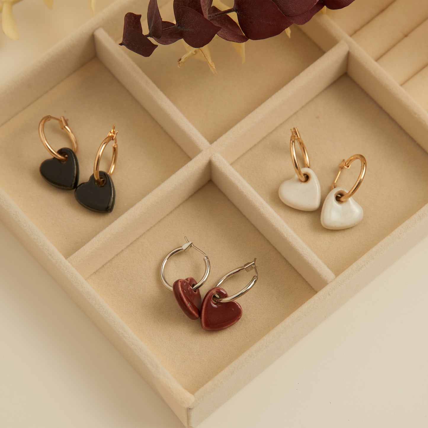 Kieryn Heart Charm Hoop Earrings
