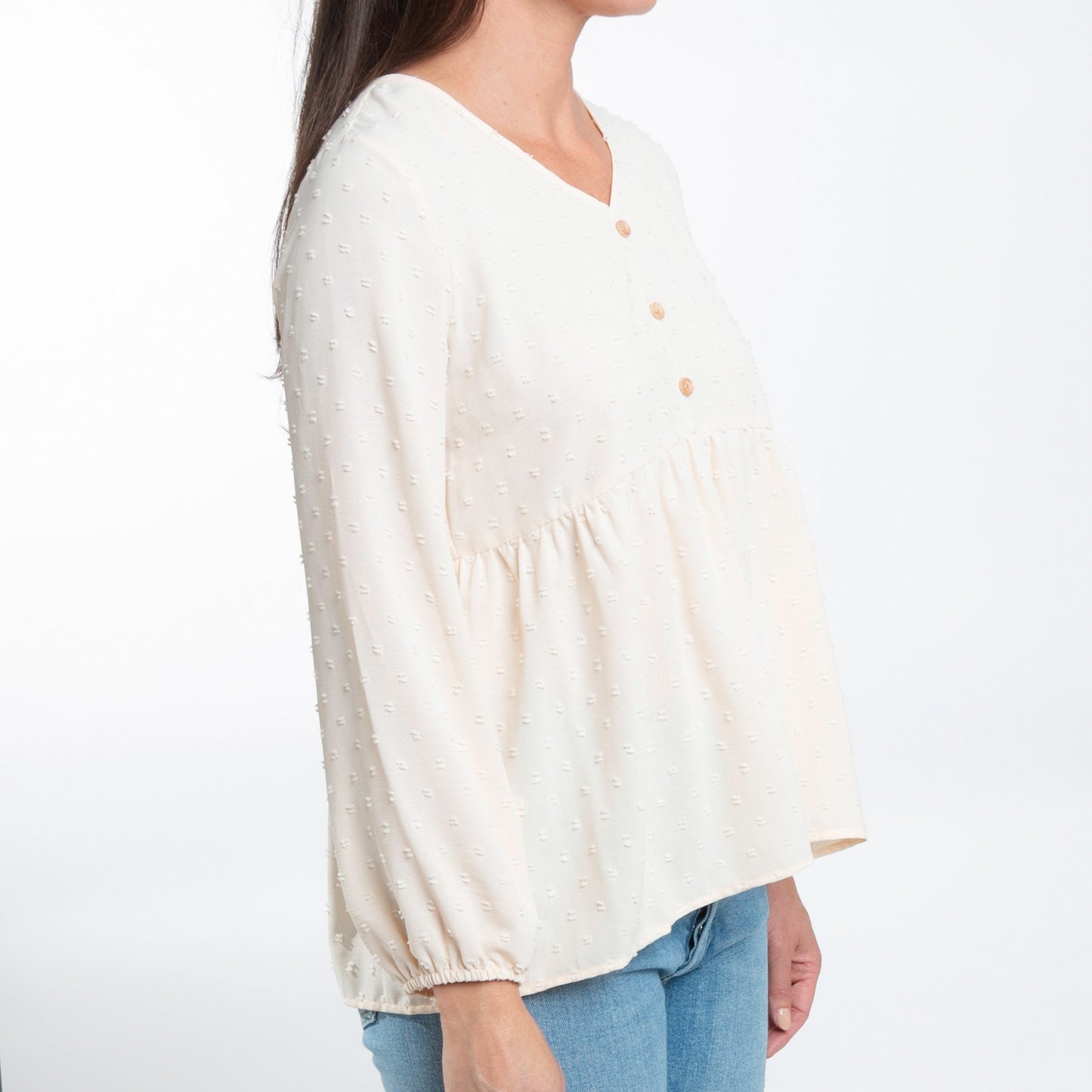 Kyra Swiss Dot Babydoll Blouse