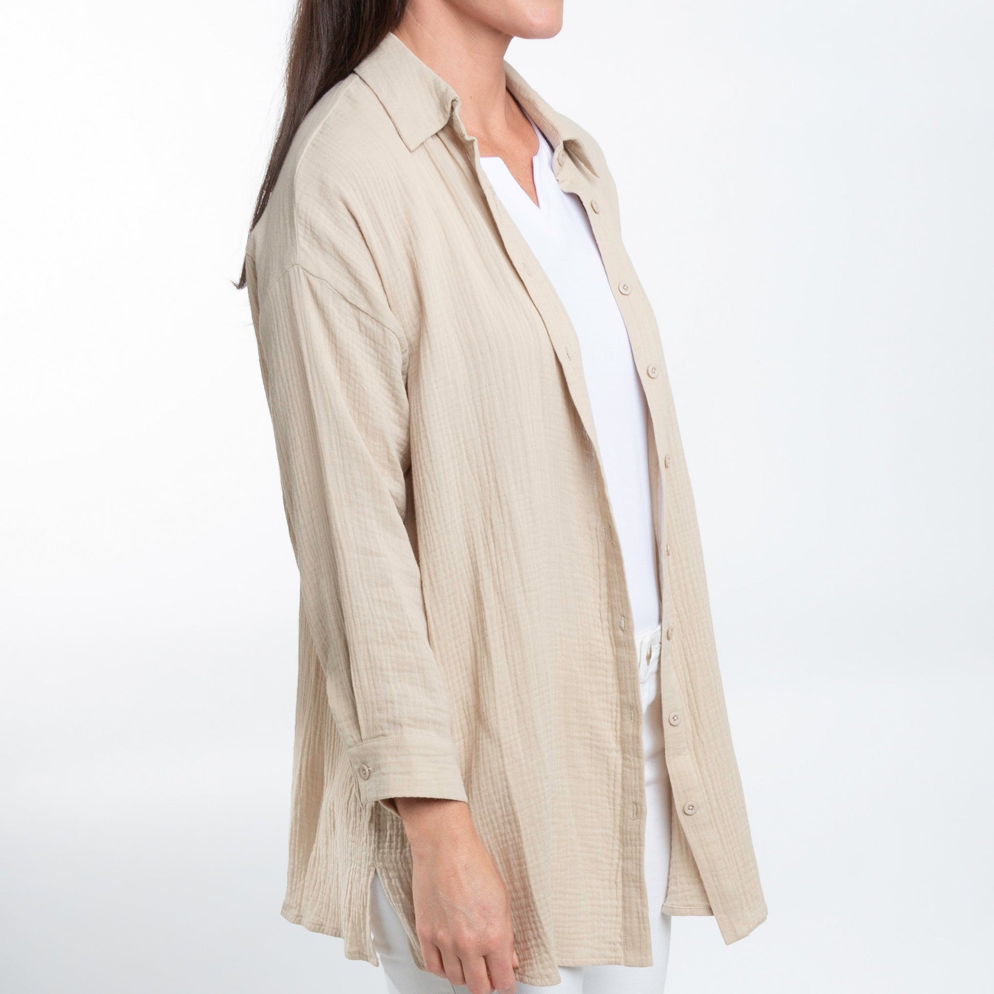 Aaliyah Gauze Button Up Top