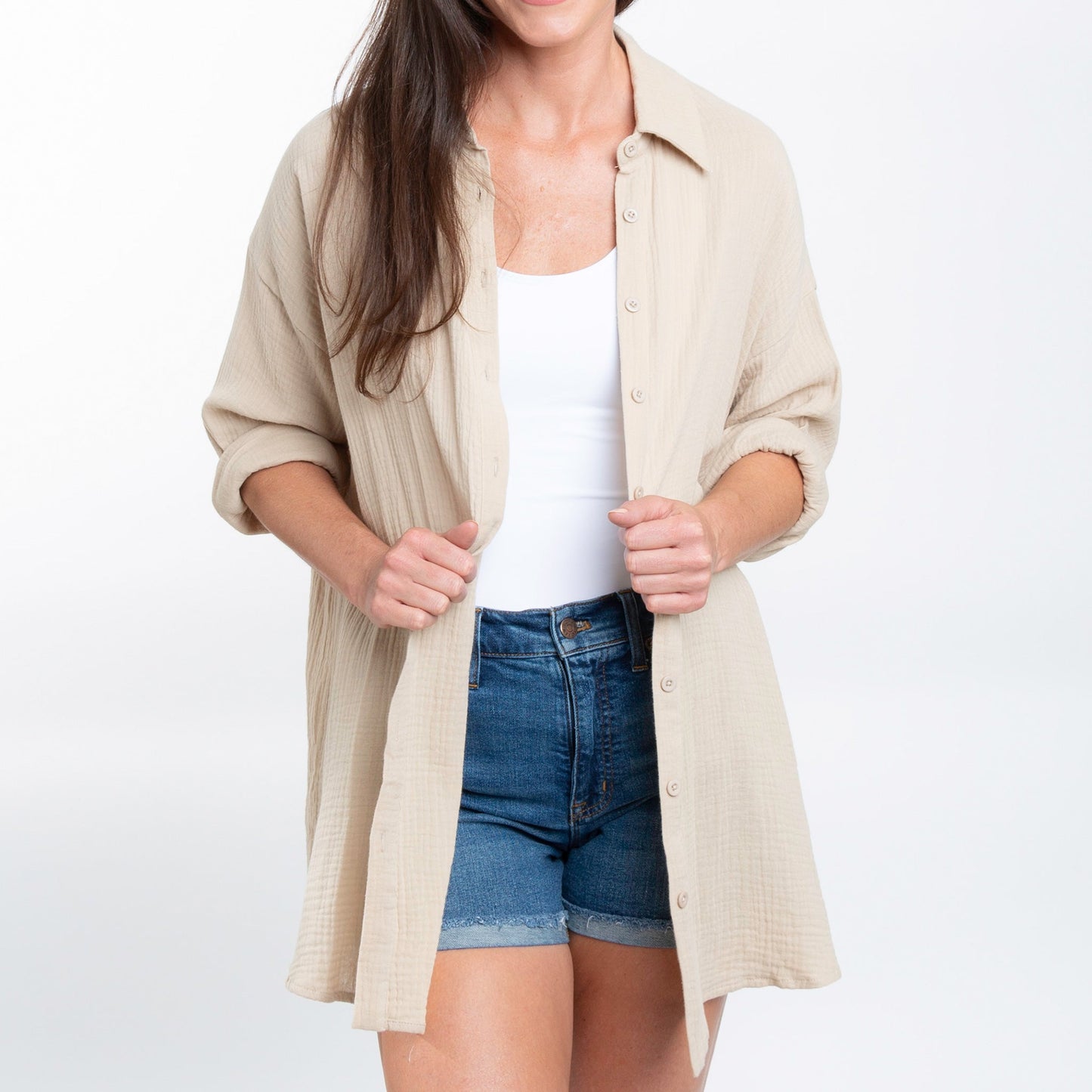 Aaliyah Gauze Button Up Top