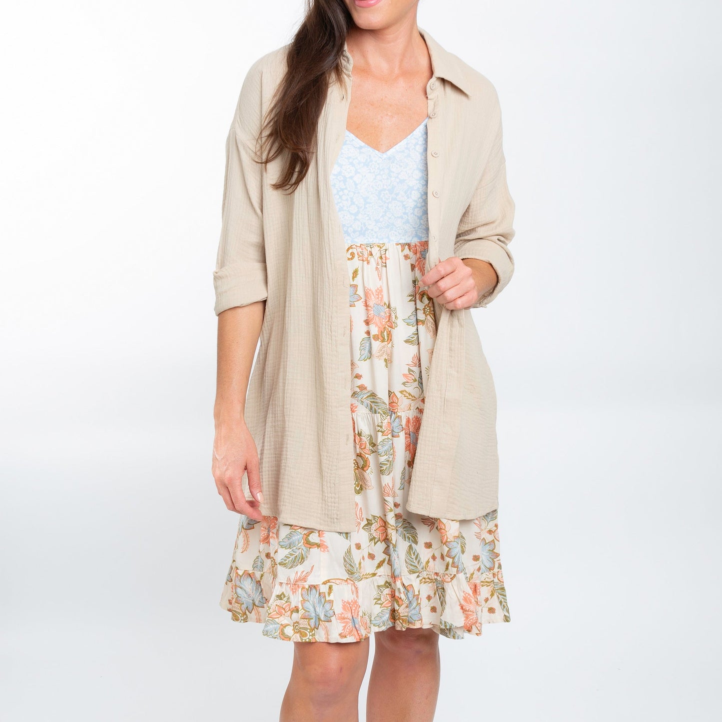 Aaliyah Gauze Button Up Top