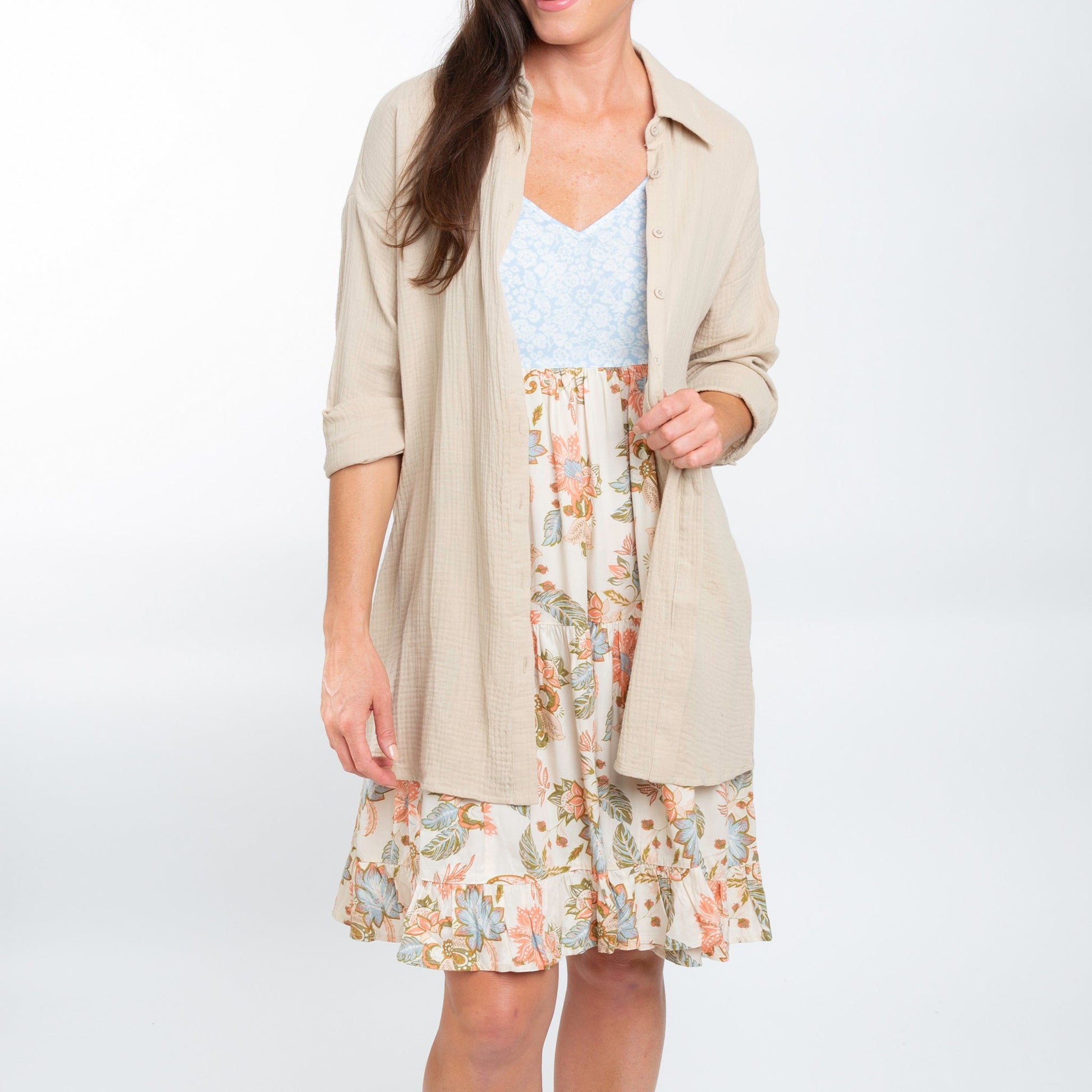 Aaliyah Gauze Button Up Top