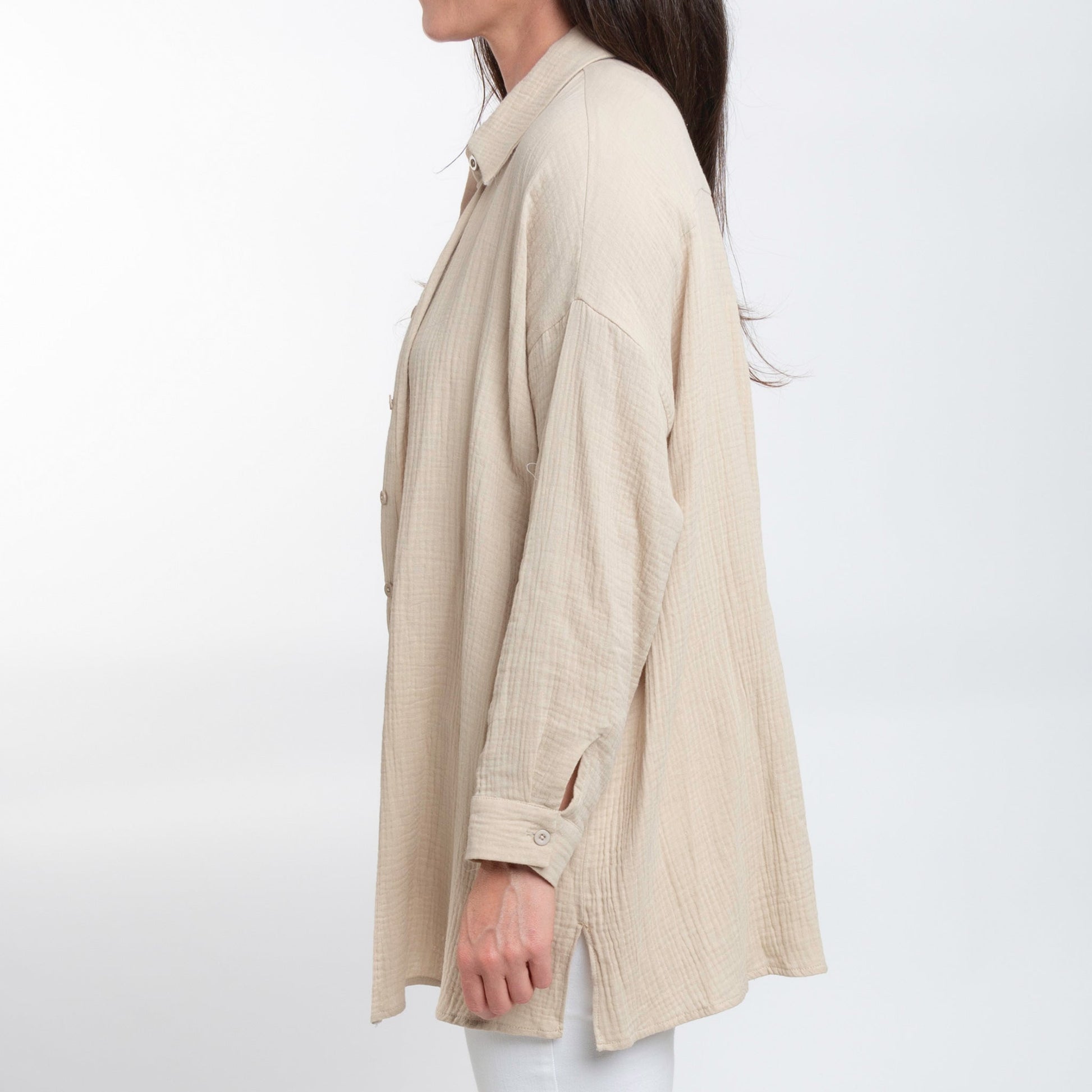 Aaliyah Gauze Button Up Top