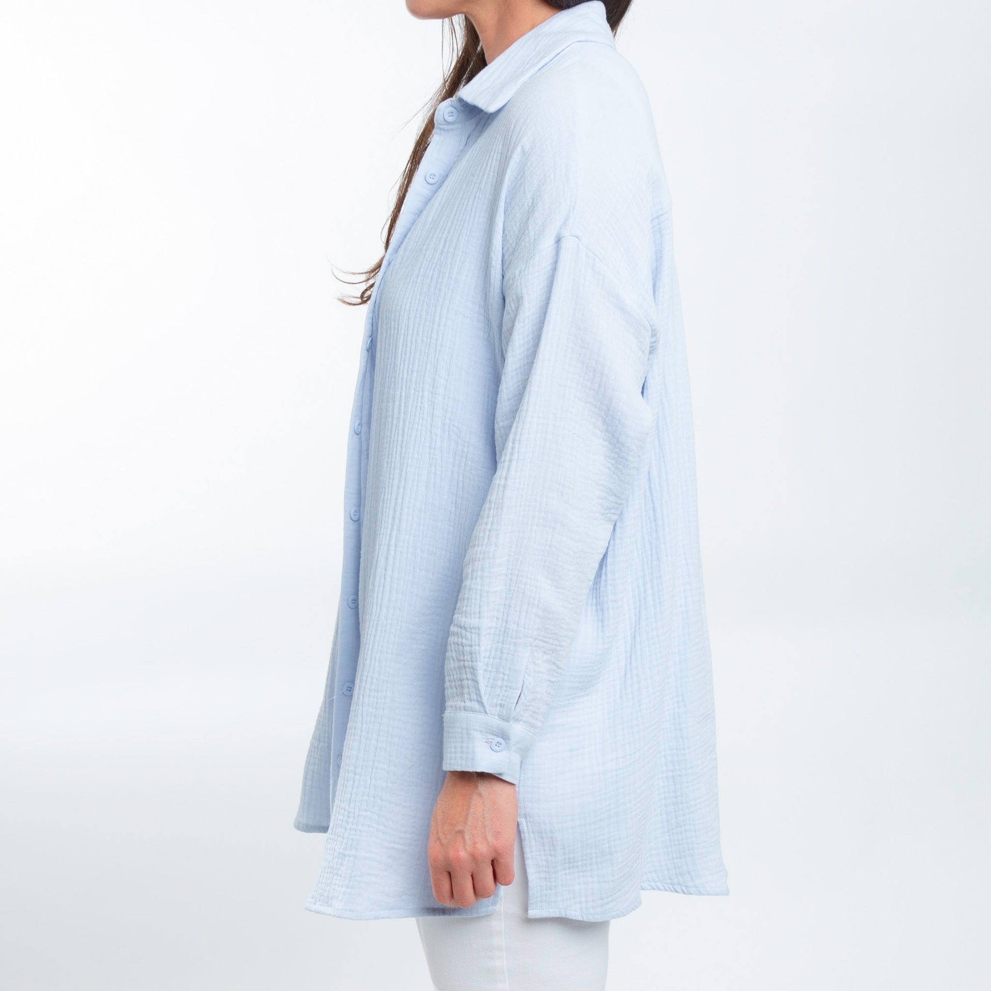 Aaliyah Gauze Button Up Top