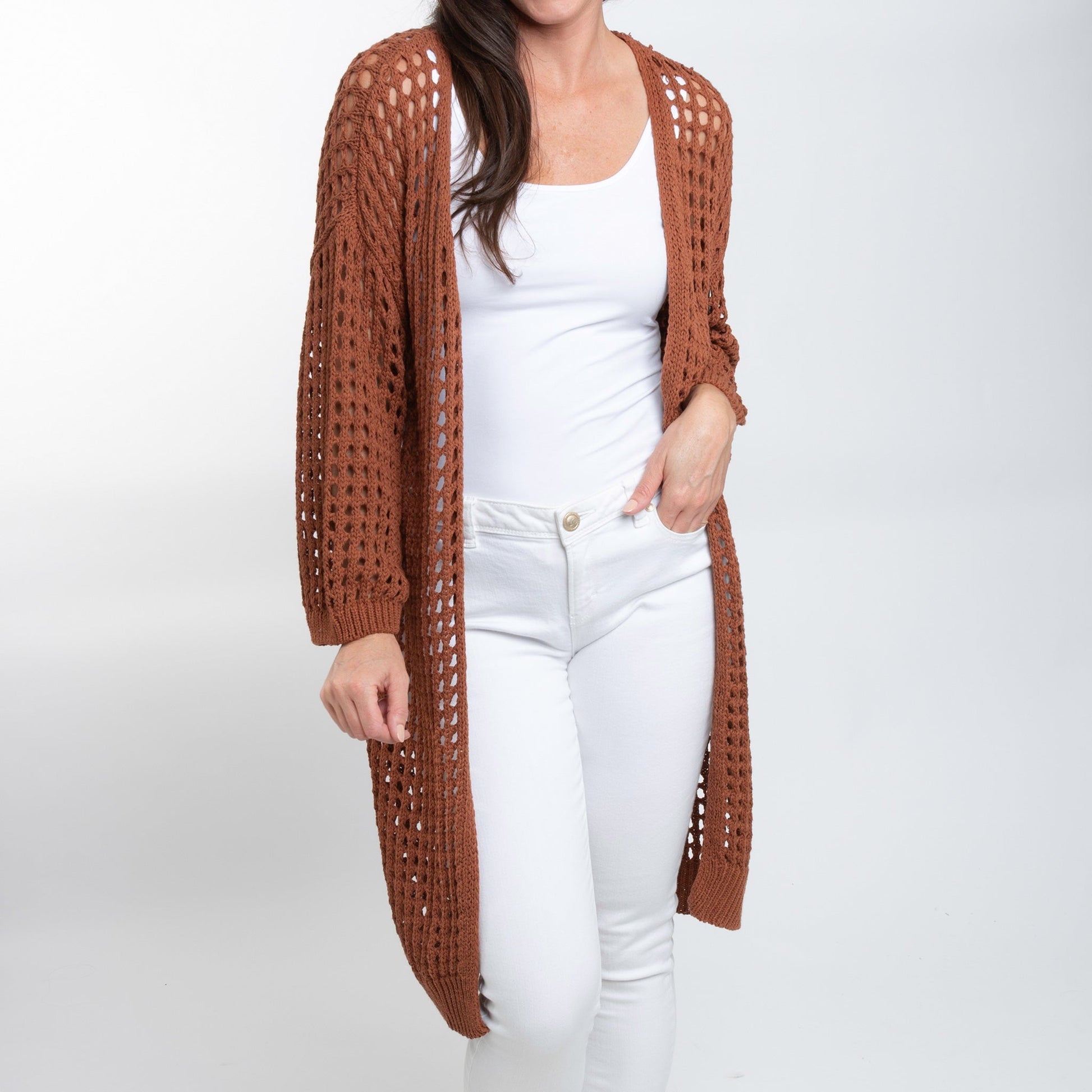 Enya Long Crochet Cardigan