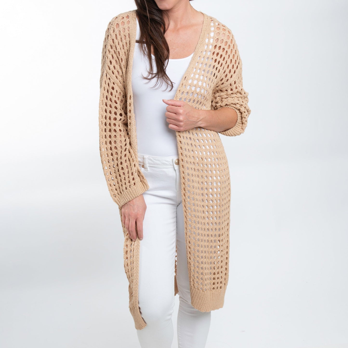 Enya Long Crochet Cardigan