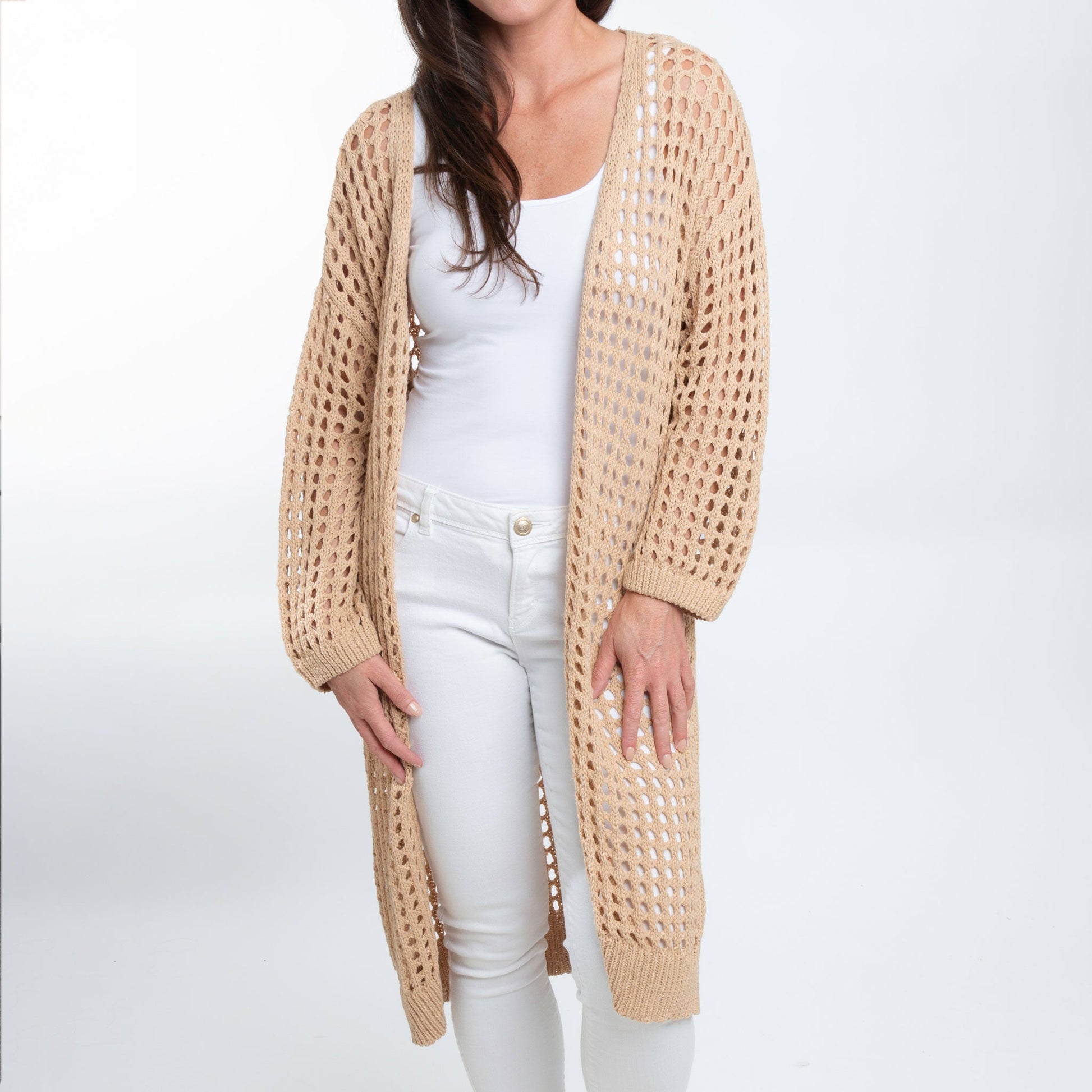 Enya Long Crochet Cardigan