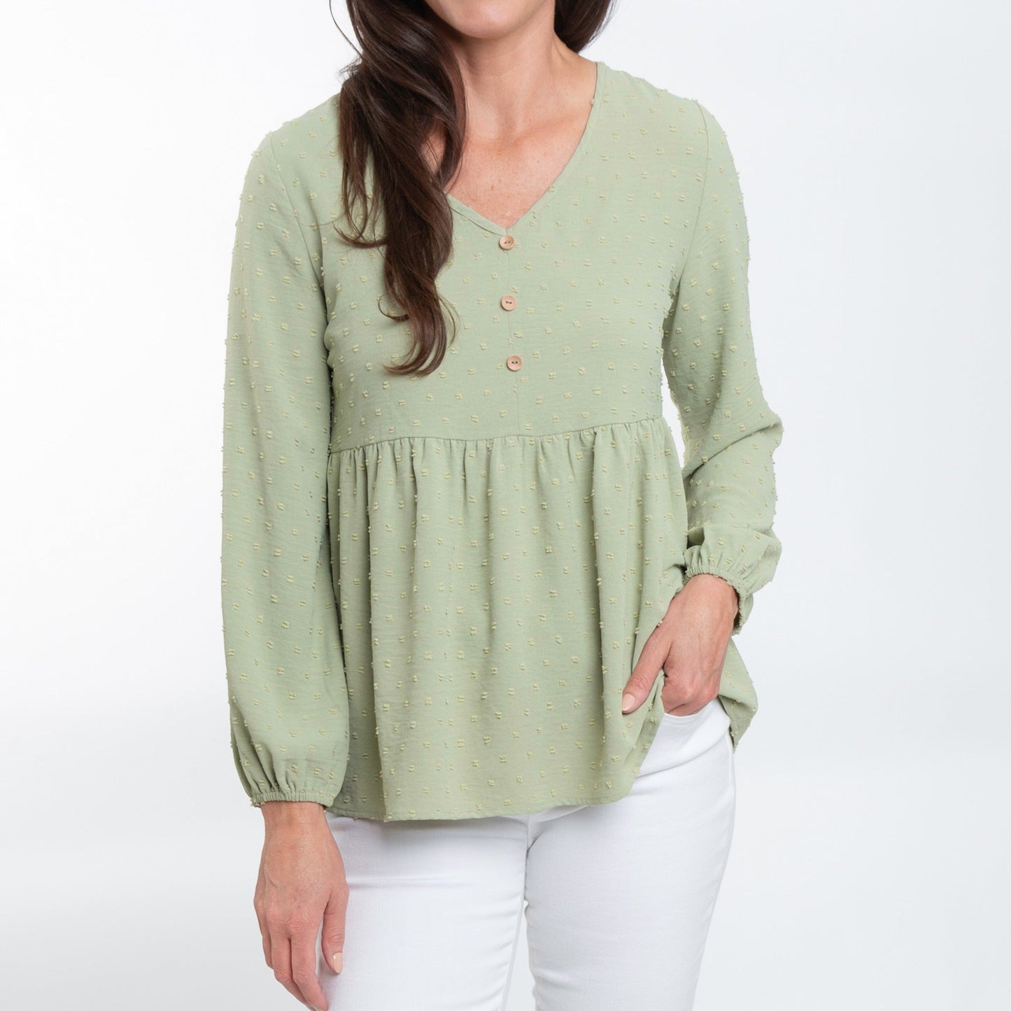 Kyra Swiss Dot Babydoll Blouse