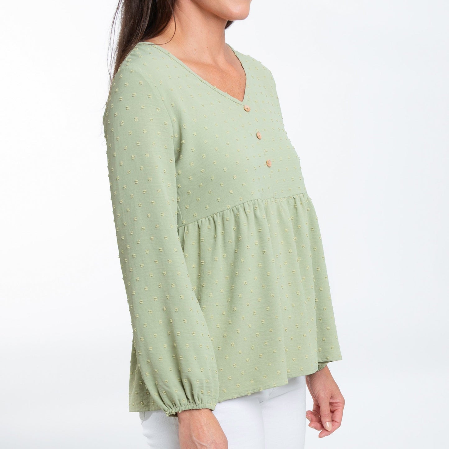 Kyra Swiss Dot Babydoll Blouse