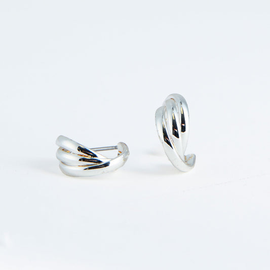 Silver Triple Loop Ear Sense Earrings