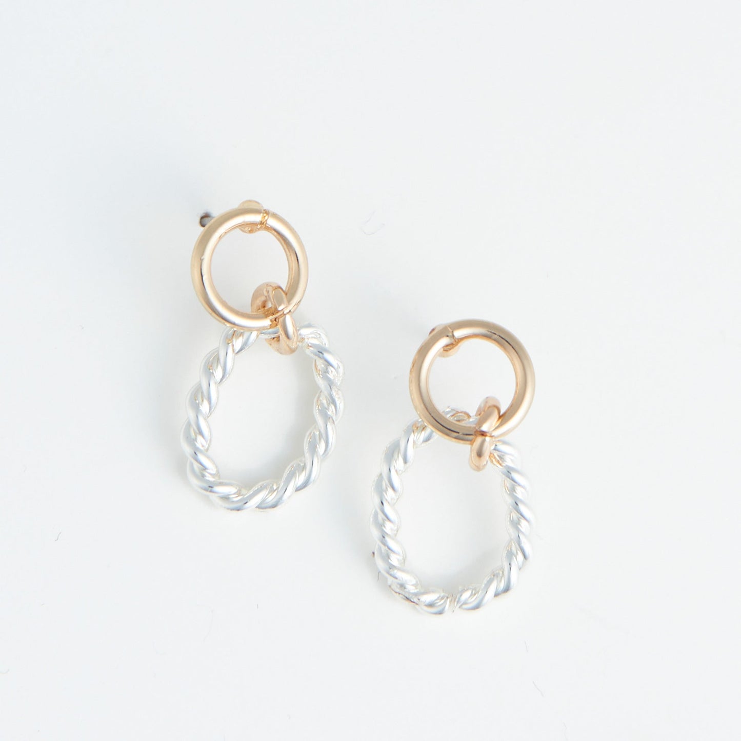 Two Tone Rope Drop Ear Sense Earrings
