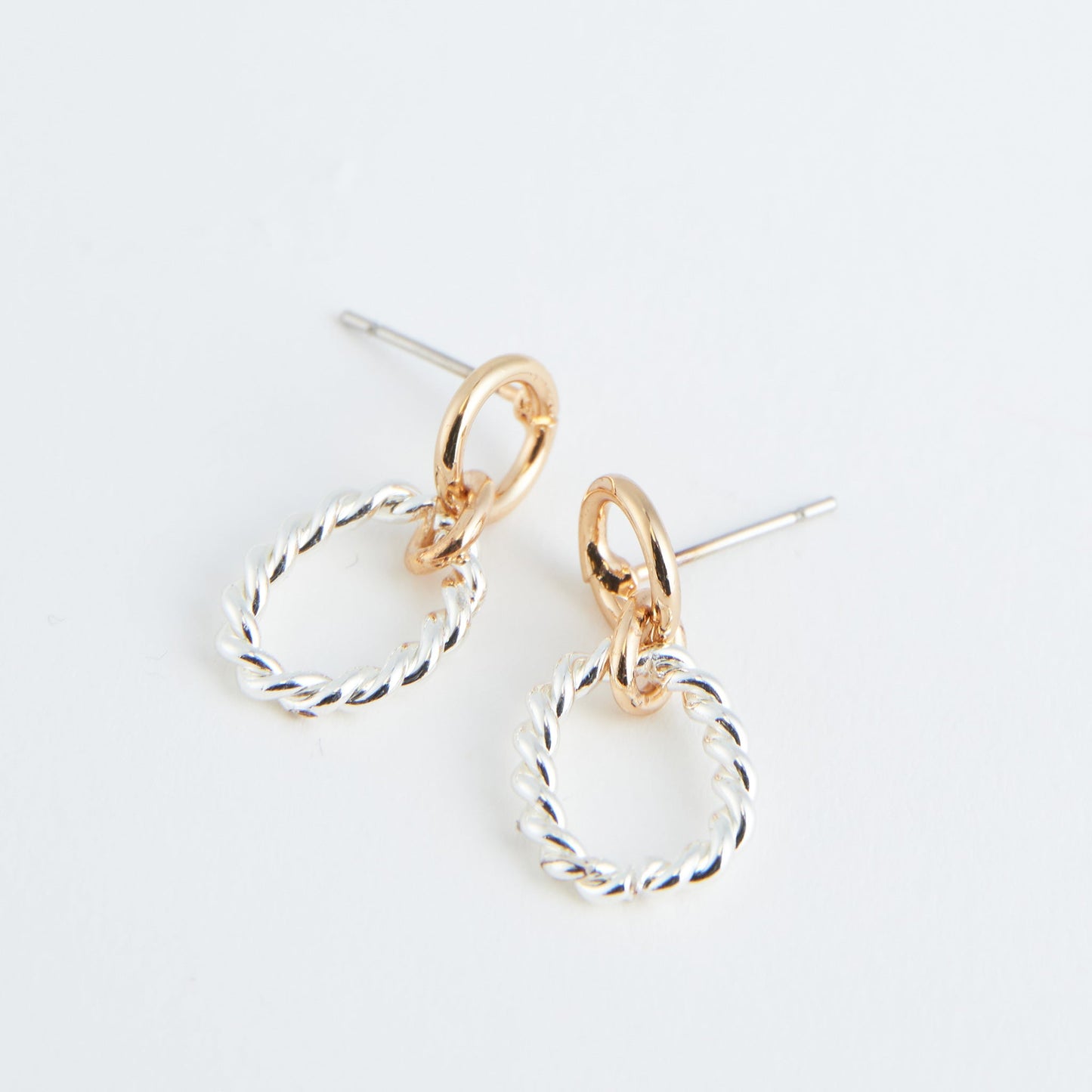 Two Tone Rope Drop Ear Sense Earrings