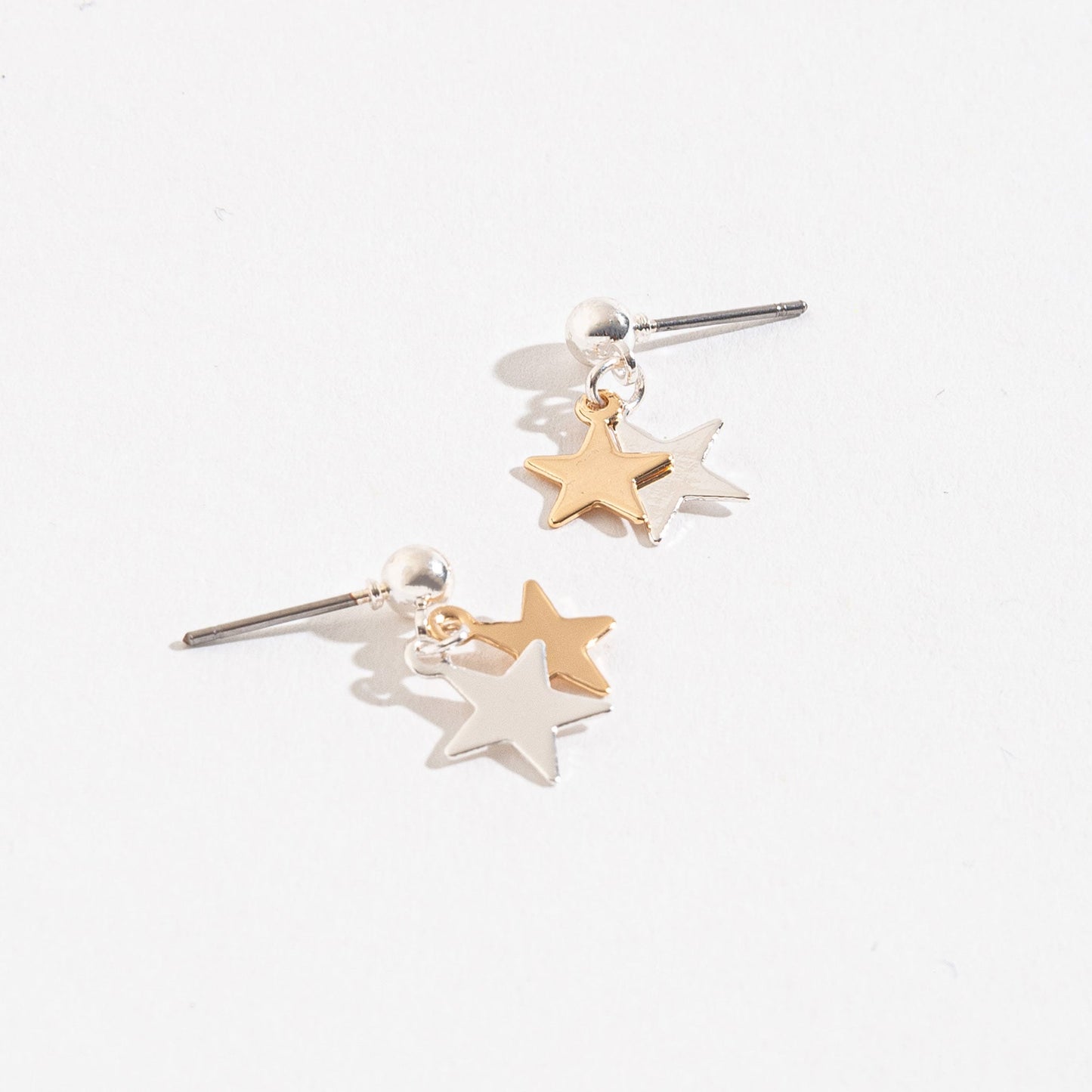 Mixed Metal Star Drop Earsense Earrings