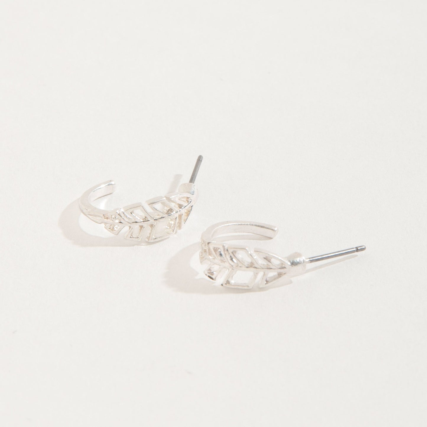 Feather Hoop Stud Buds Earrings