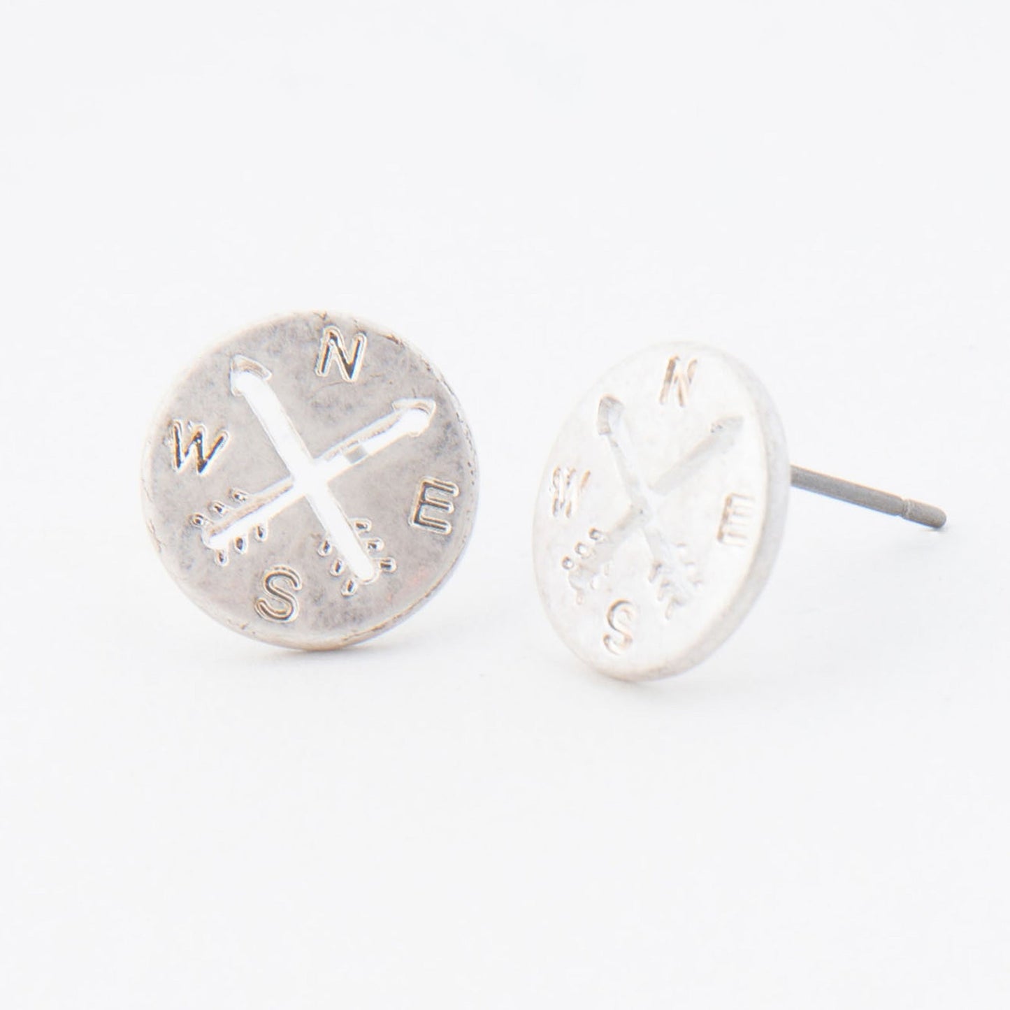Compass Stud Bud Earrings