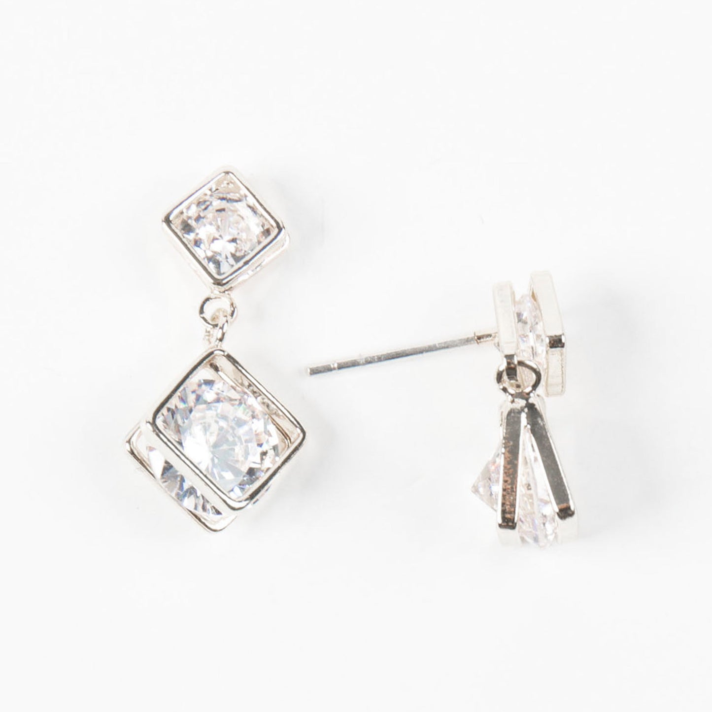 Double Cubic Zirconia Dazzler Drop Earrings