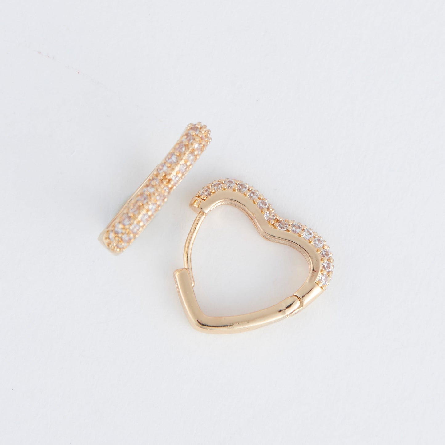 Heart Pave Cubic Zirconia Dazzler Hoop Earrings