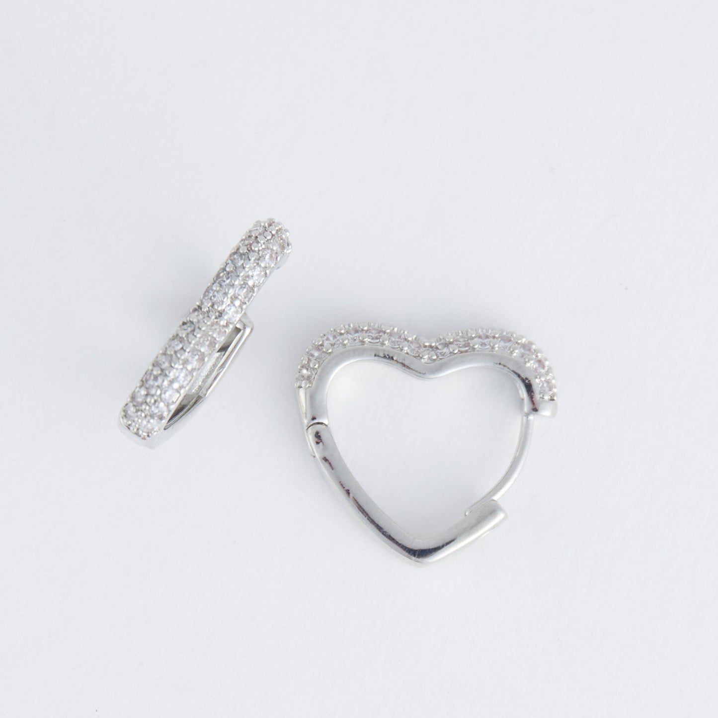 Heart Pave Cubic Zirconia Dazzler Hoop Earrings