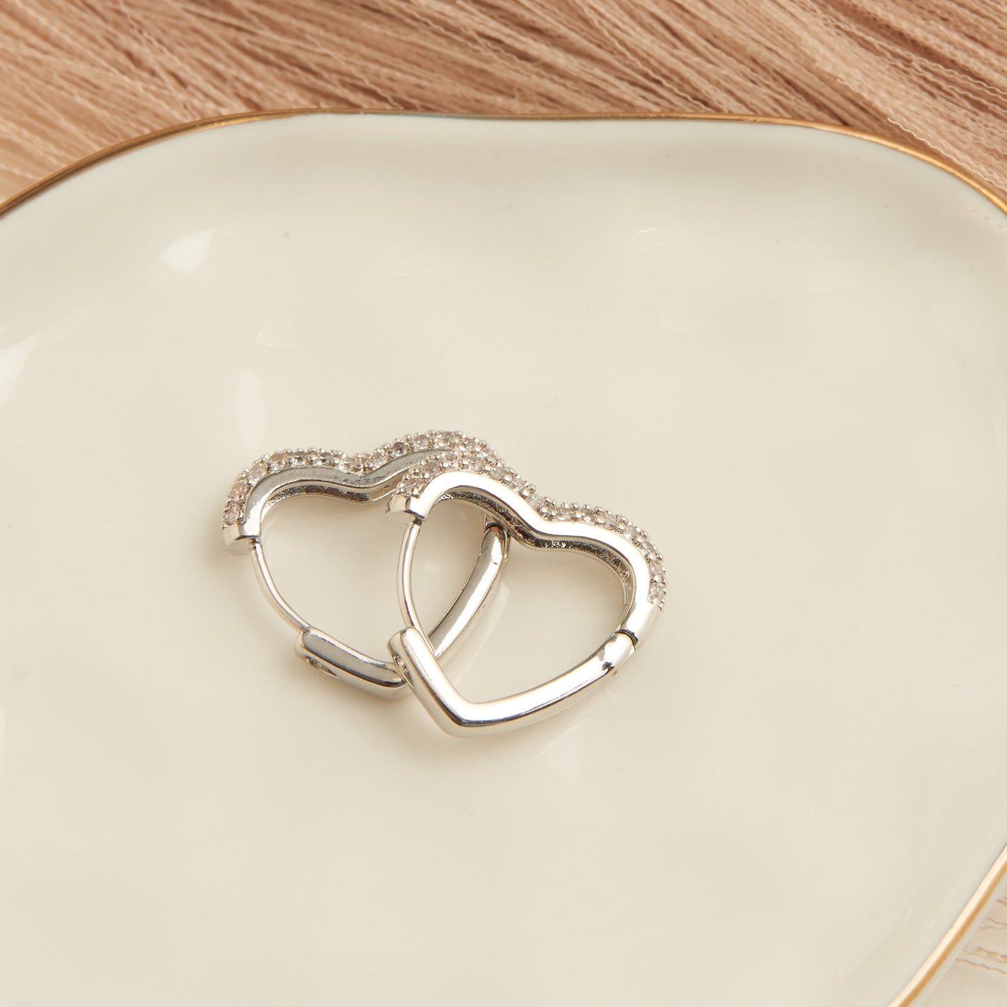 Heart Pave Cubic Zirconia Dazzler Hoop Earrings