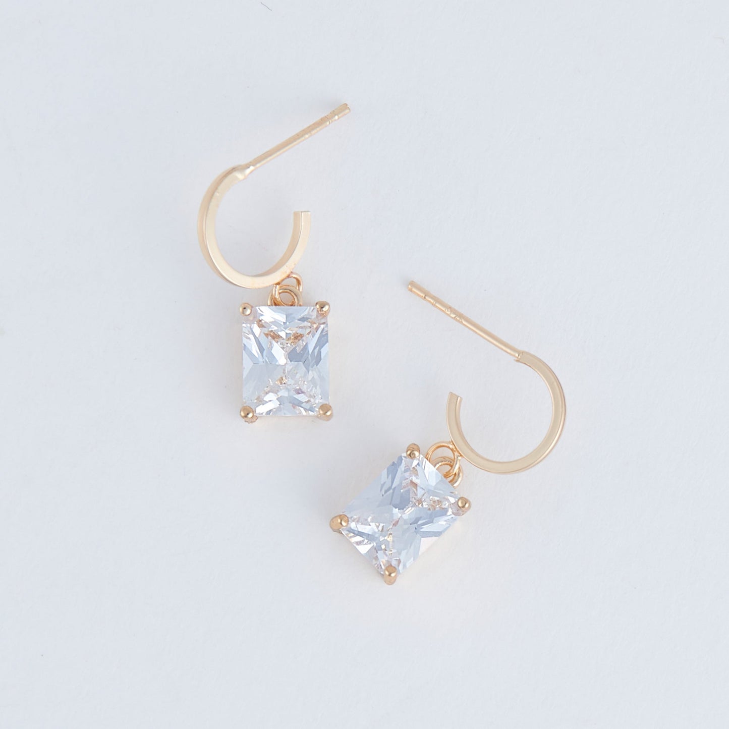 Square Cubic Zirconia Dazzler Hoop Earrings