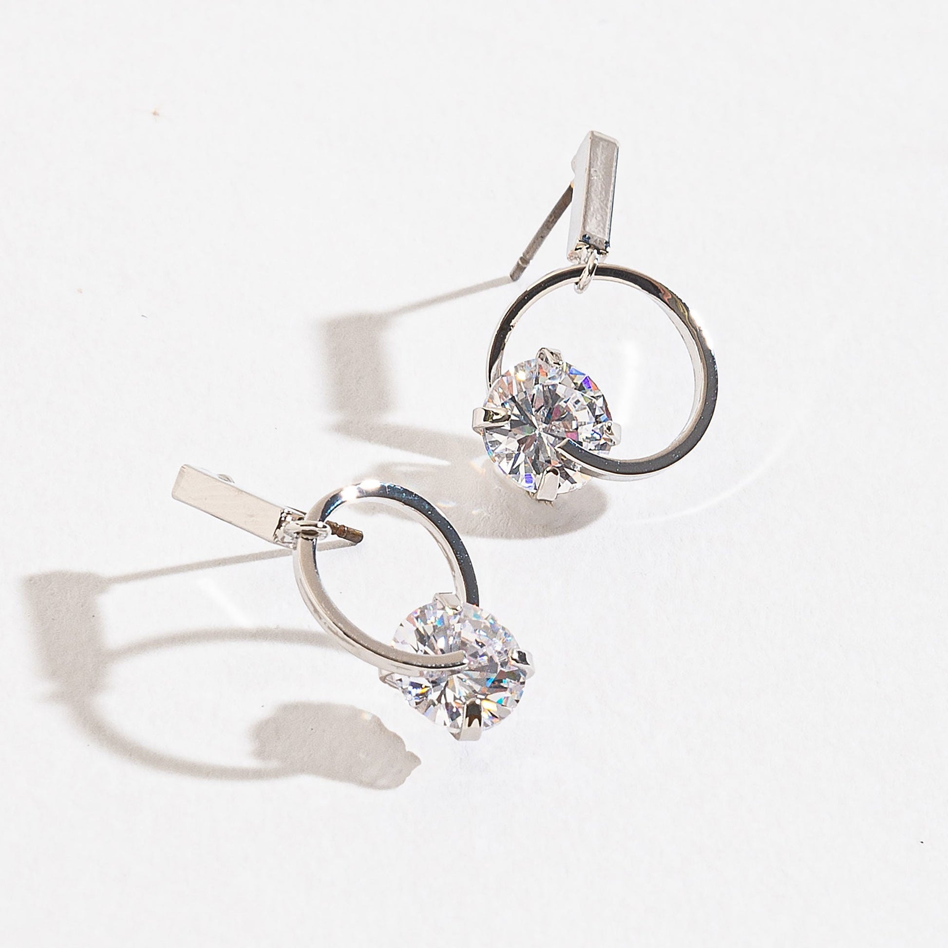 Circle Post Drop Dazzler Earrings