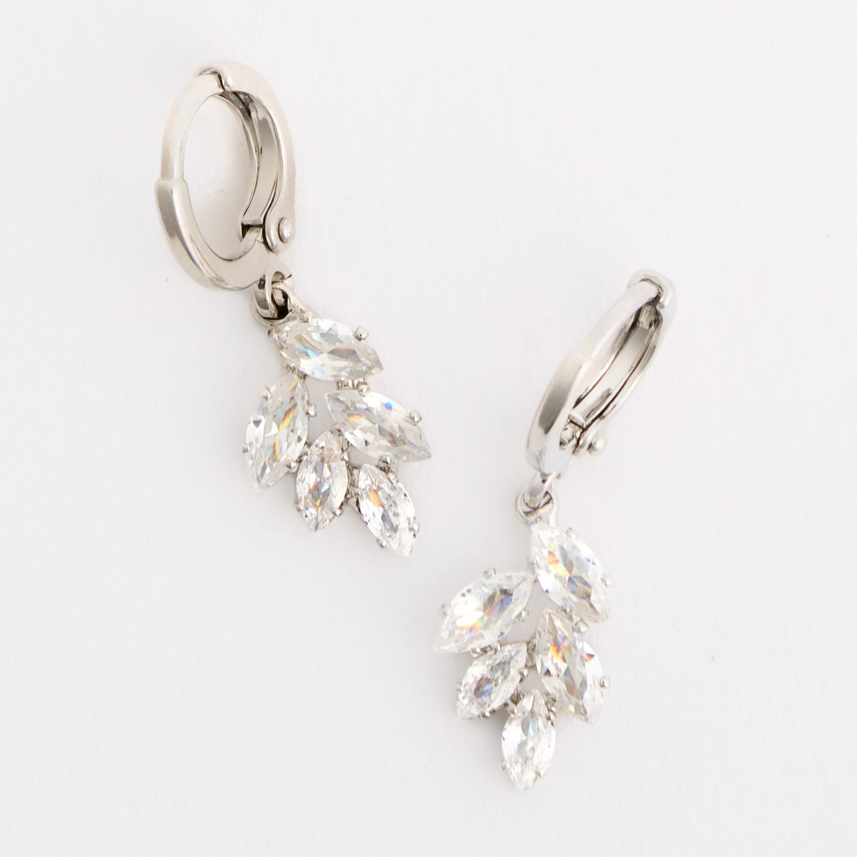 Botanical Cubic Zirconia Huggie Hoop Dazzler Earrings