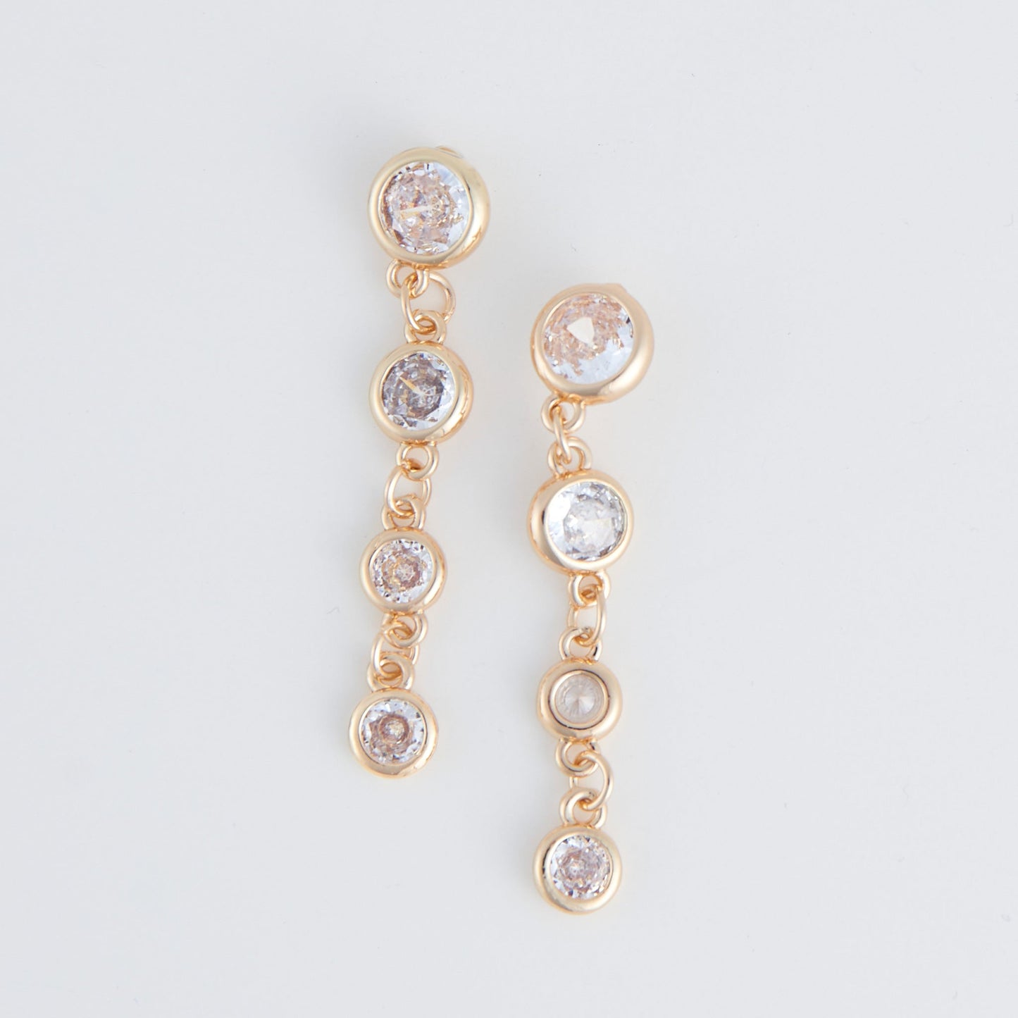 Linked Long Post Cubic Zirconia Dazzler Earrings