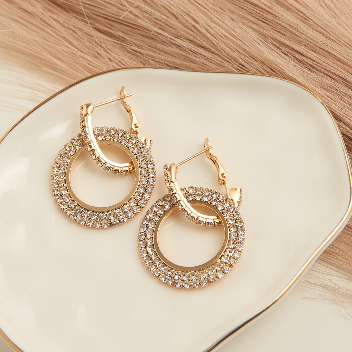 Double Pave Cubic Zirconia Dazzler Hoop Earrings