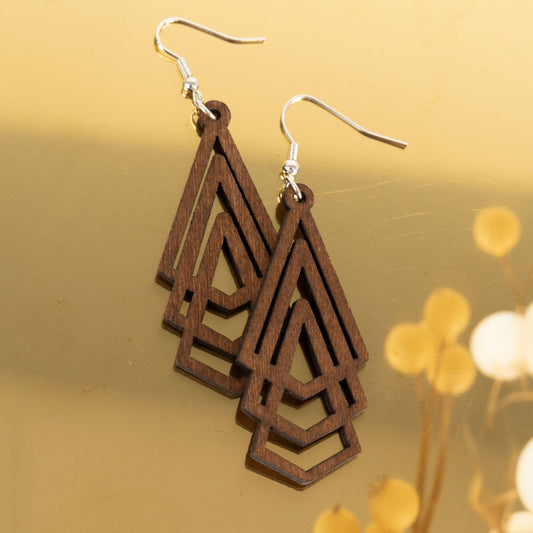 Samira Layered Triangle Wood Earrings