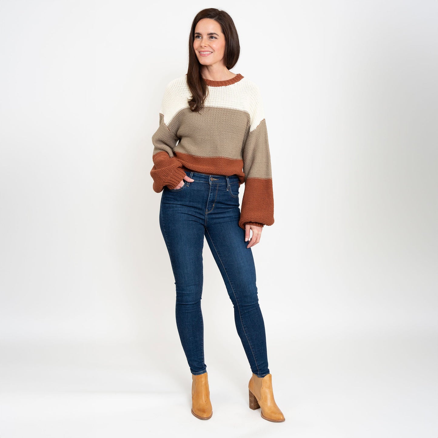 Tierra Color Block Chunky Sweater