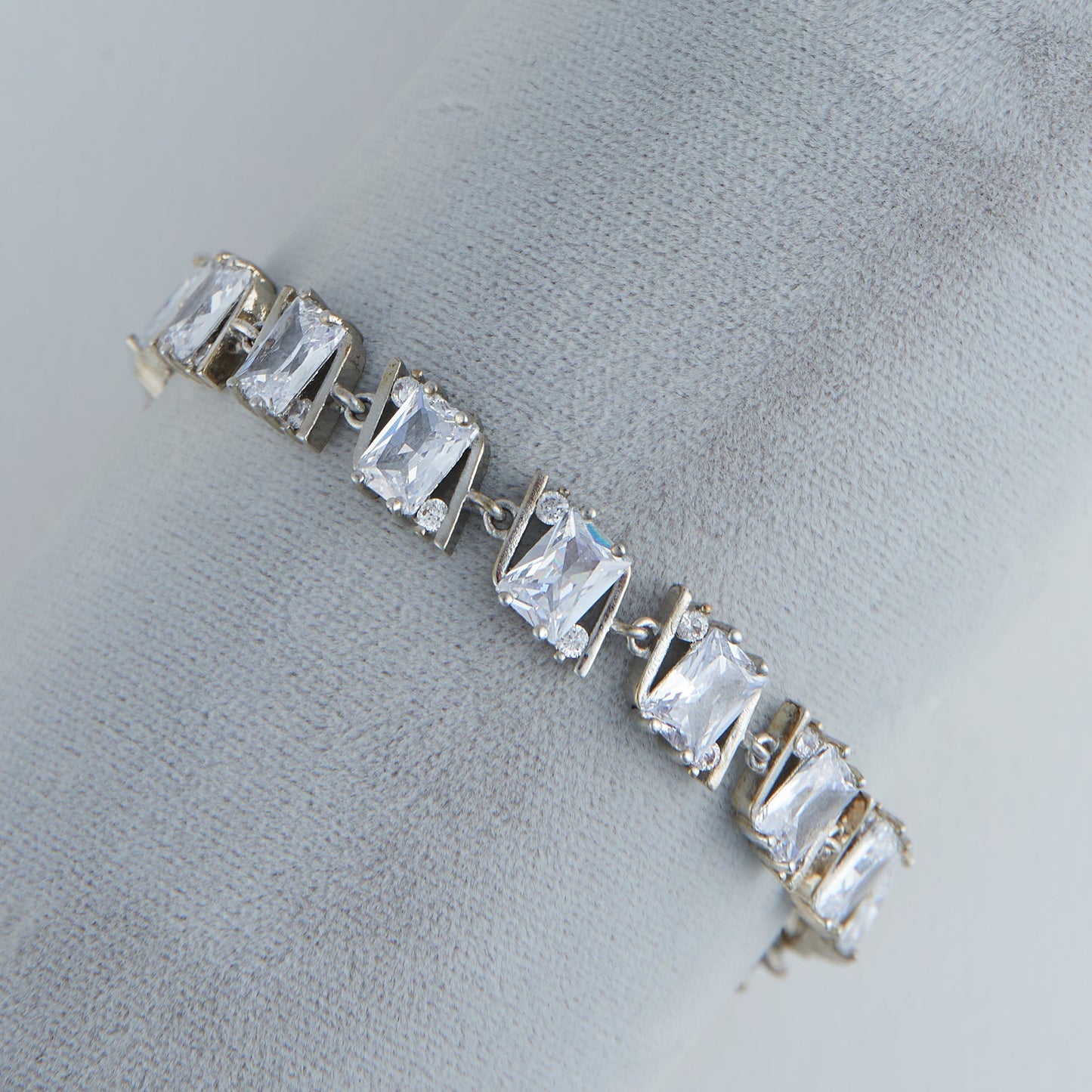 Jocelyn Slanted Square Cubic Zirconia Tennis Bracelet