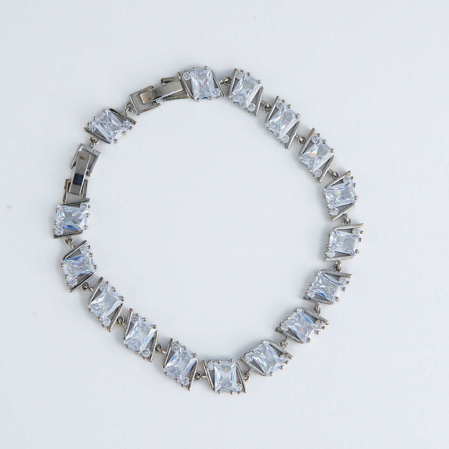 Jocelyn Slanted Square Cubic Zirconia Tennis Bracelet