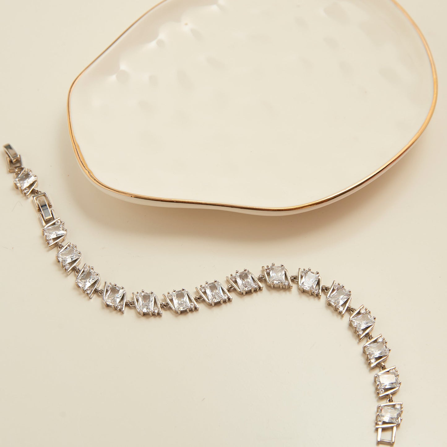 Jocelyn Slanted Square Cubic Zirconia Tennis Bracelet