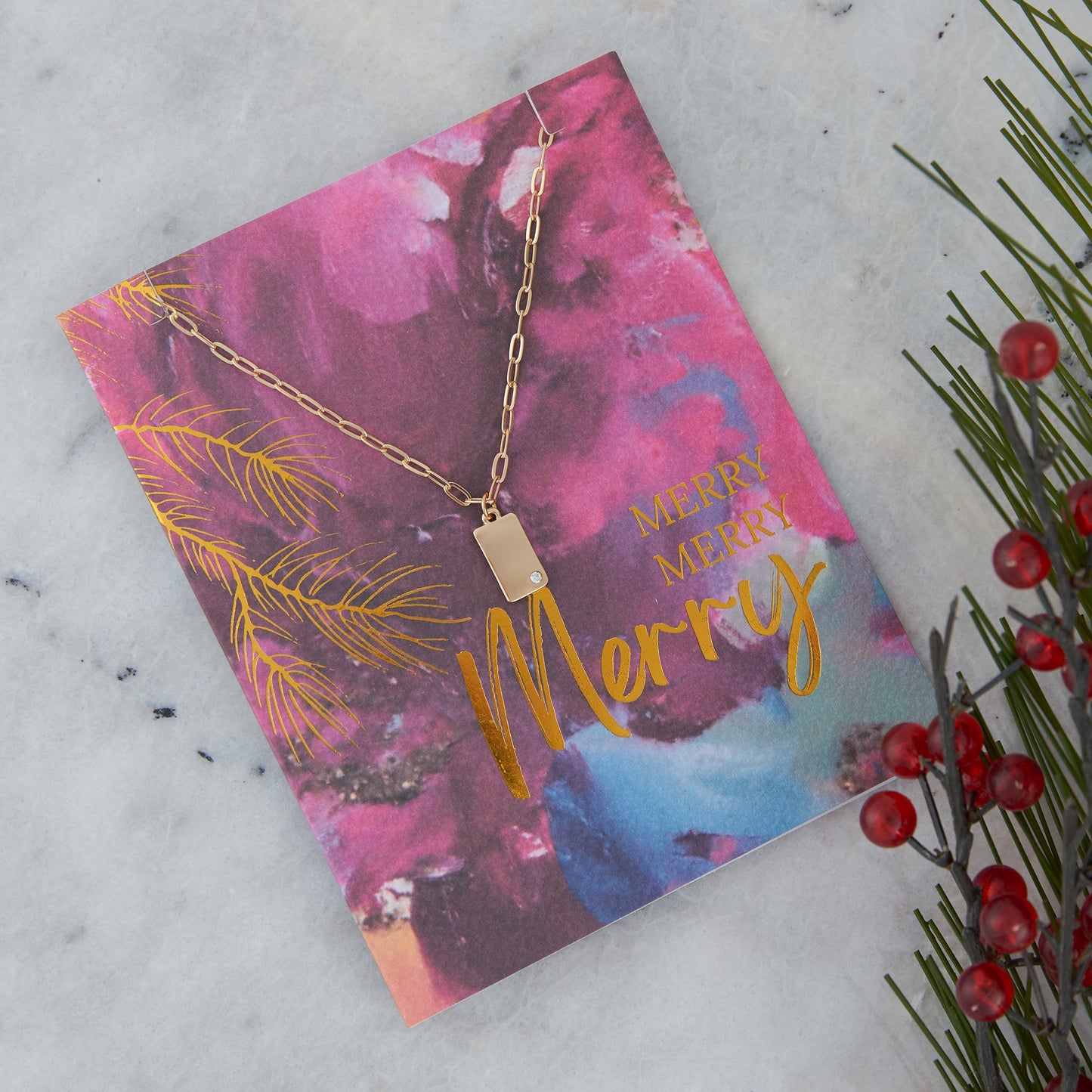 Amira Merry Greeting Card Necklace