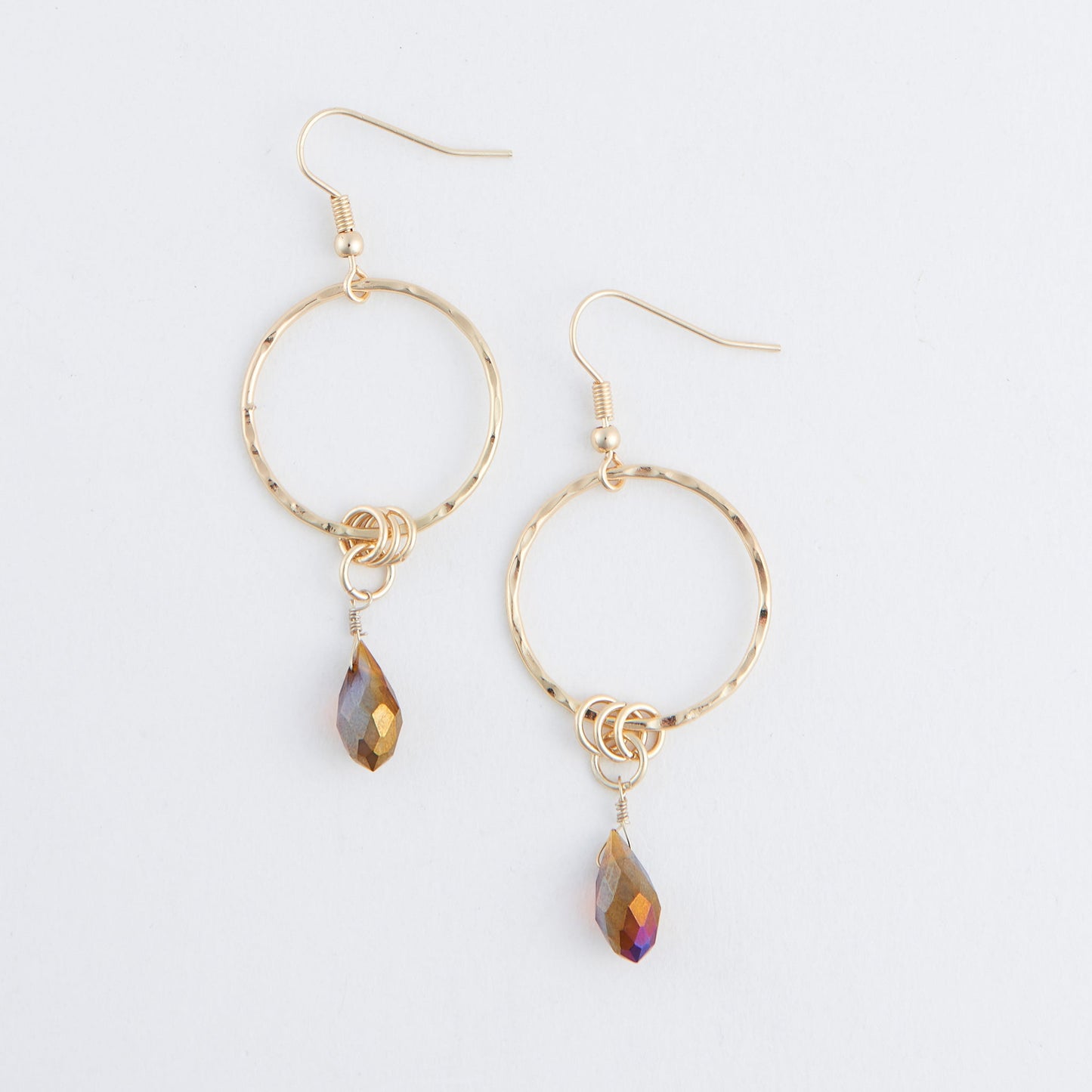 Kina Double Ring Teardrop Earrings