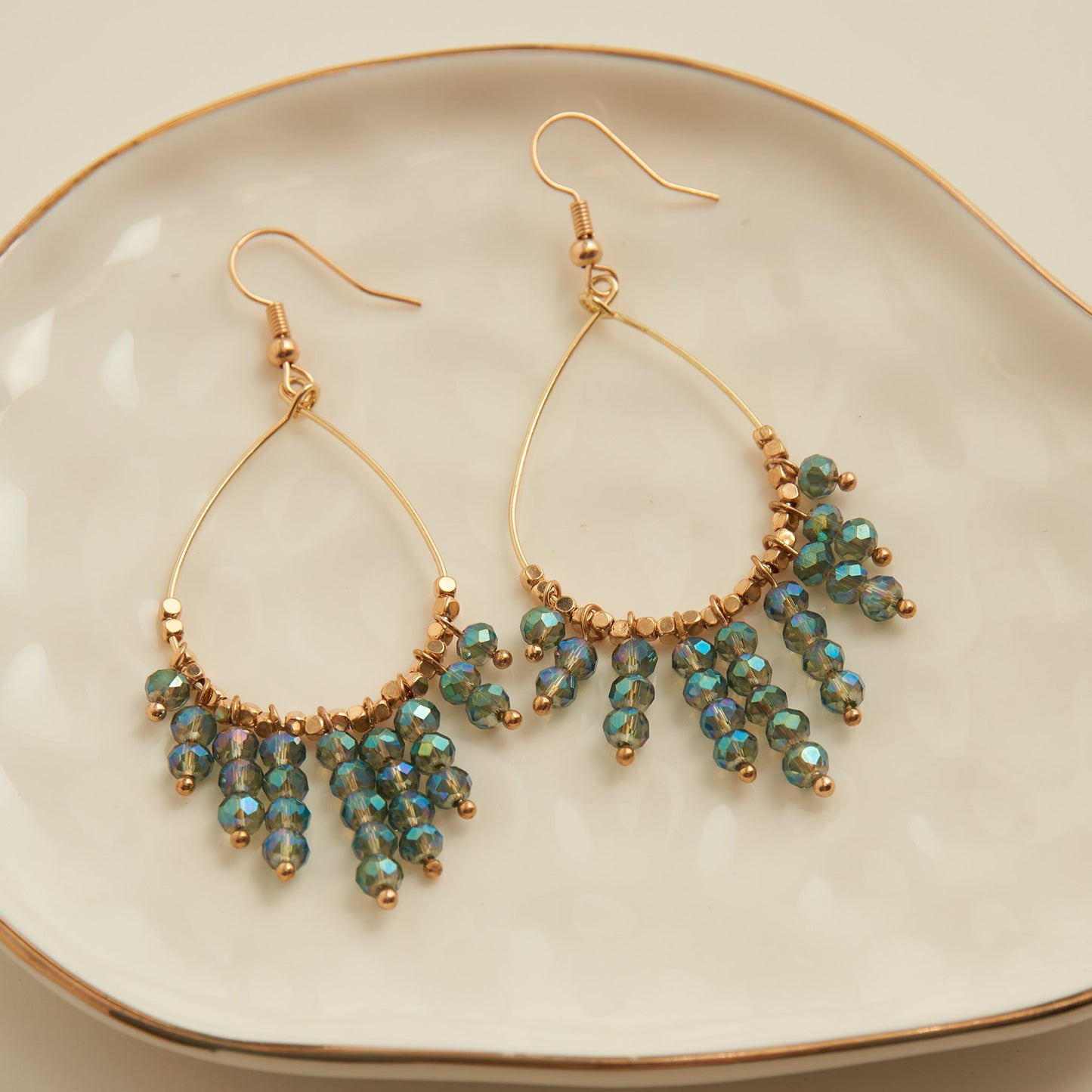 Kina Teardrop Beaded Chandelier Earrings